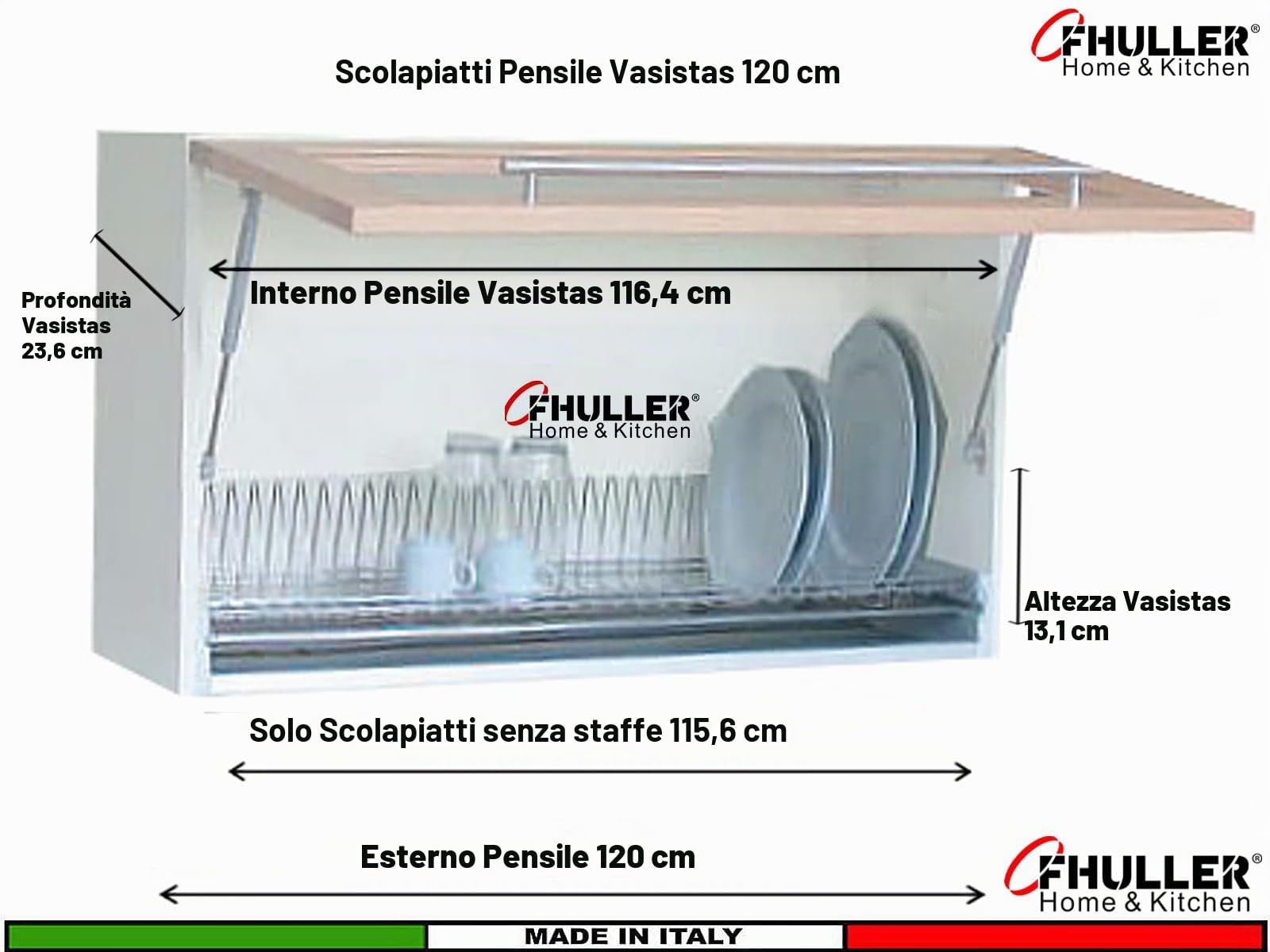 Scolapiatti Incasso VASISTAS Griglia Unica Piatti Bicchieri ACCIAIO INOX (NO Cromato o Verniciato Grigio) 702/120XP1 PENSILE 120 INTERNO 116,4 Misura Scolapiatti 115,6 + 2 Staffe