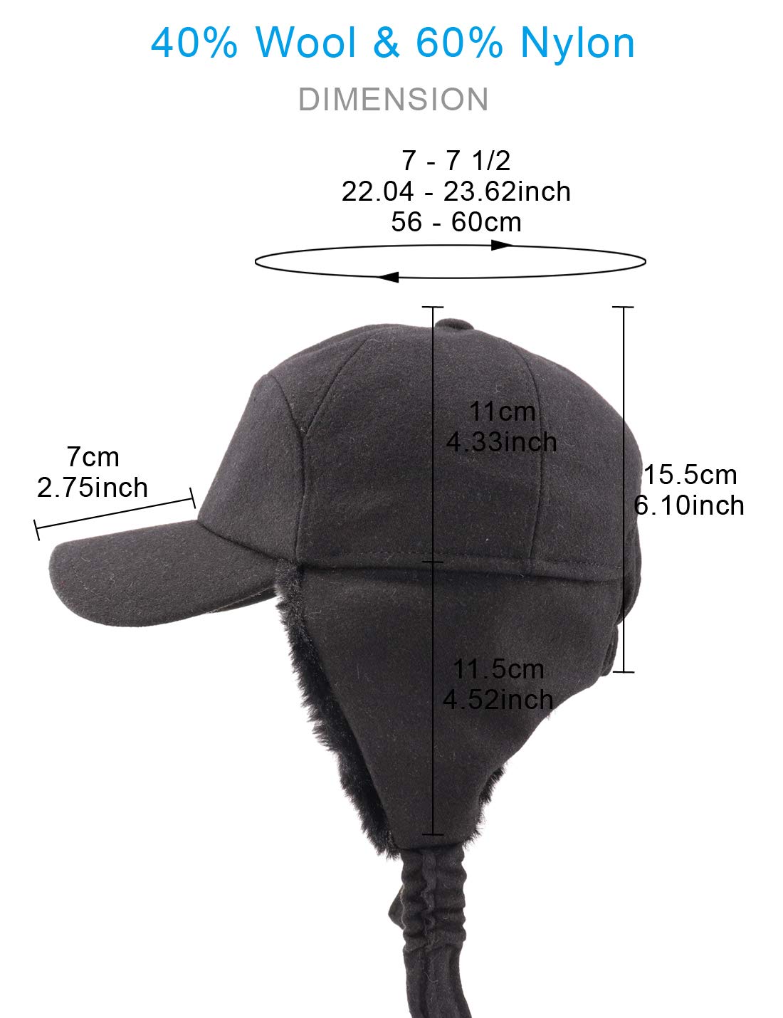 Amazon.com: Gisdanchz Winter Cap with Ears Woolen Hat Men Visors