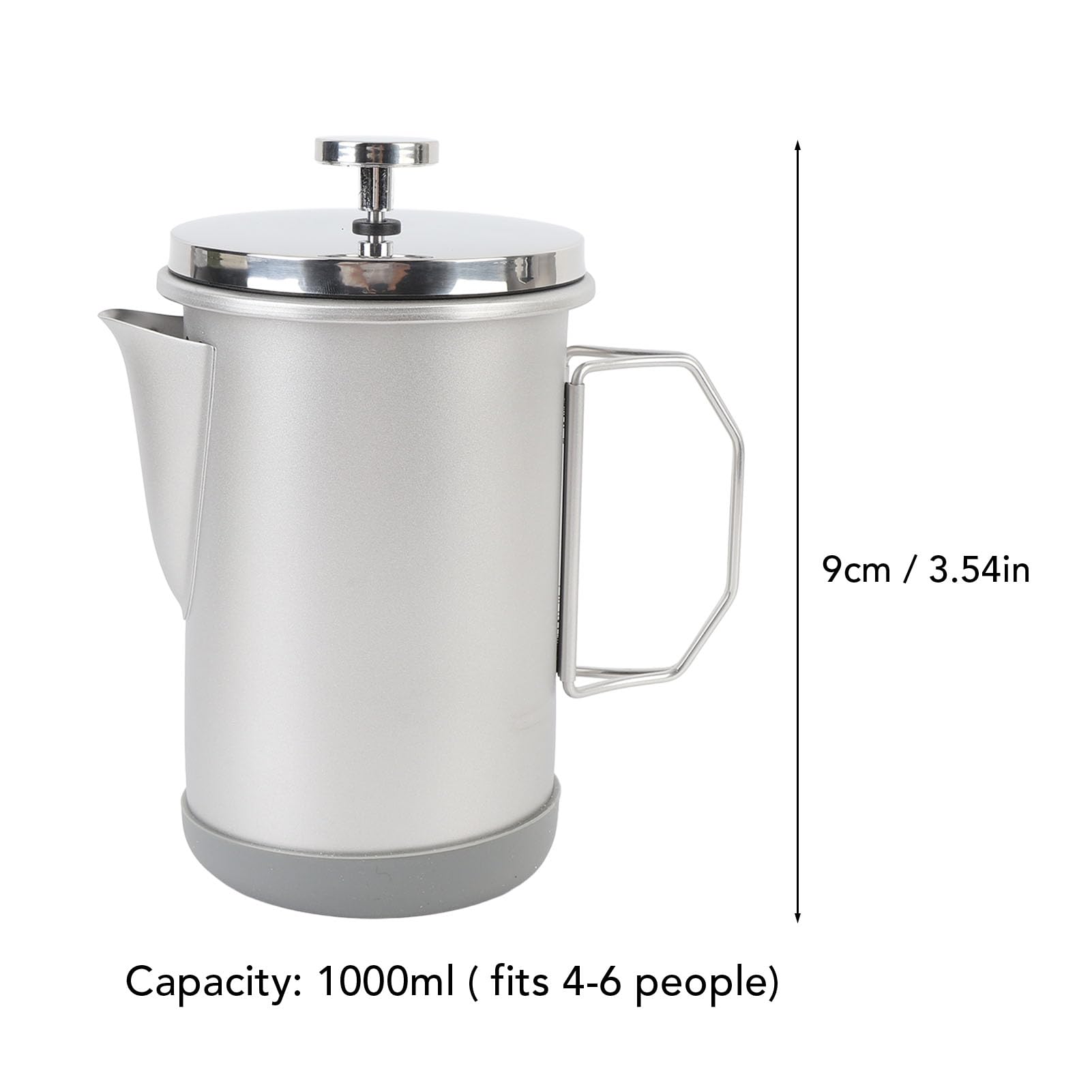 de Prensa Francesa, 1000 Ml / 33 Oz Portátil de Acero Inoxidable 304 Hecha a Mano, Espresso y Prensa de té para Viajes de Camping (SILVER)