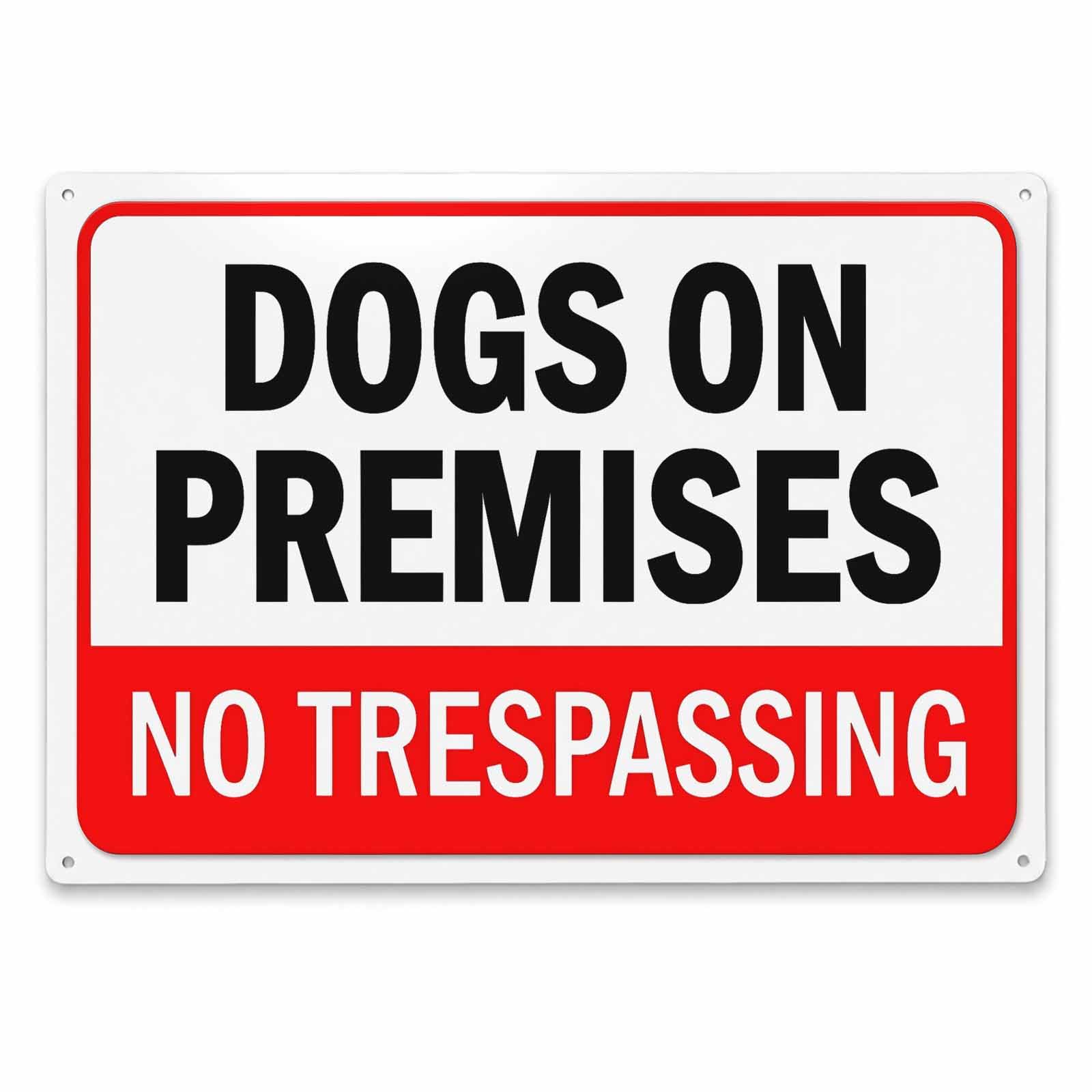 Dogs on Premises No Trespassing Vintage Metal Tin Sign 8x12,Waterproof