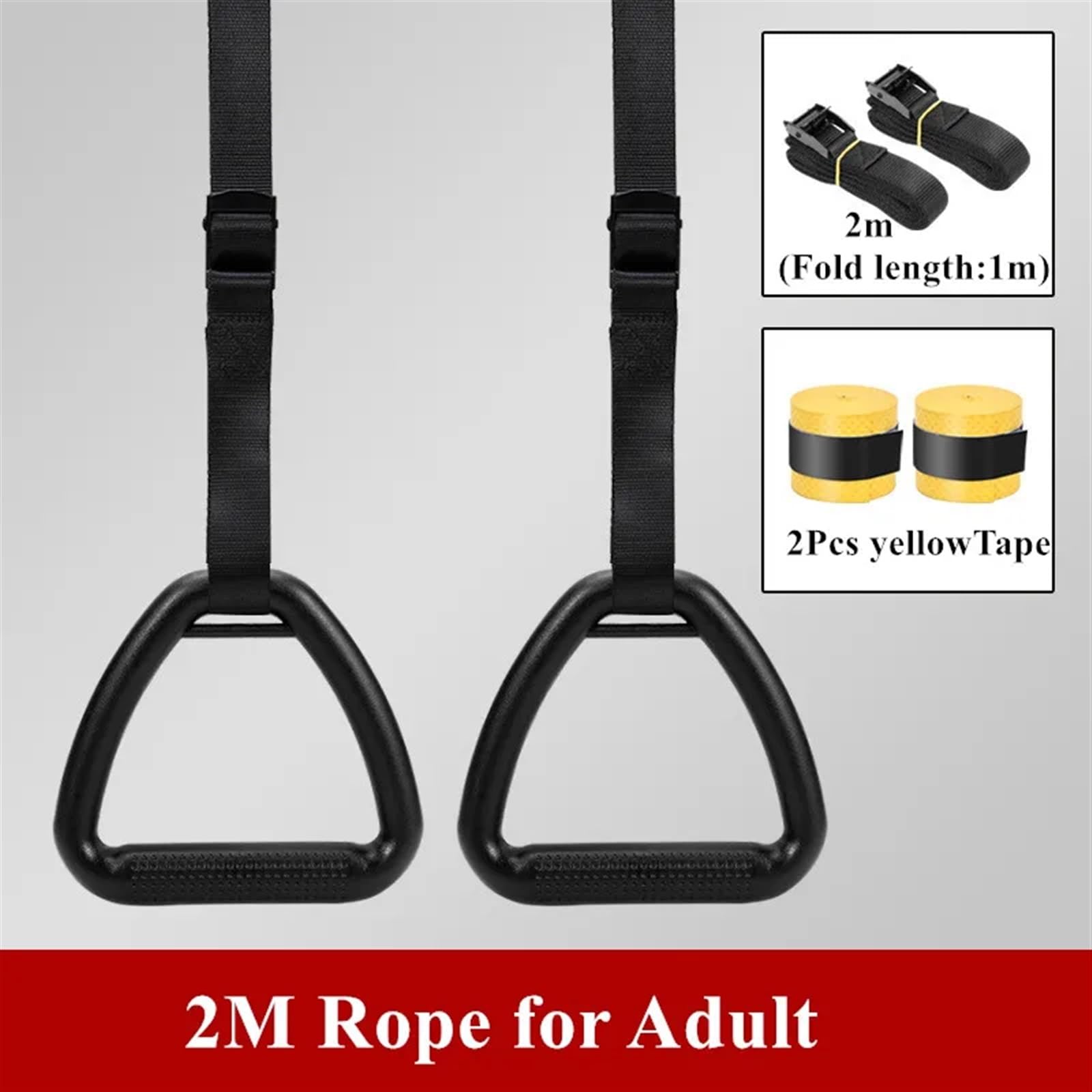 Anillos de Gimnasia, Anillos con Mango levantado con Correas Ajustables for niños, Entrenamientos en casa for Adultos, Equipo de Entrenamiento de Fuerza y ​​Fitness(2M Adult)