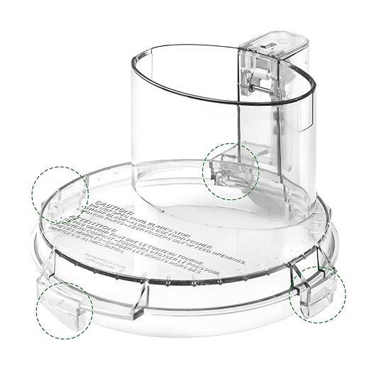 4 Locking Knob DFP-14NWBCT1 Food Processor Replacement Bowl Lid, Compatible with Cuisinart Food Processor DLC-005AGTXT1 Bowl, Suitable for Model DFP-14 (4.45 * 7.6in)