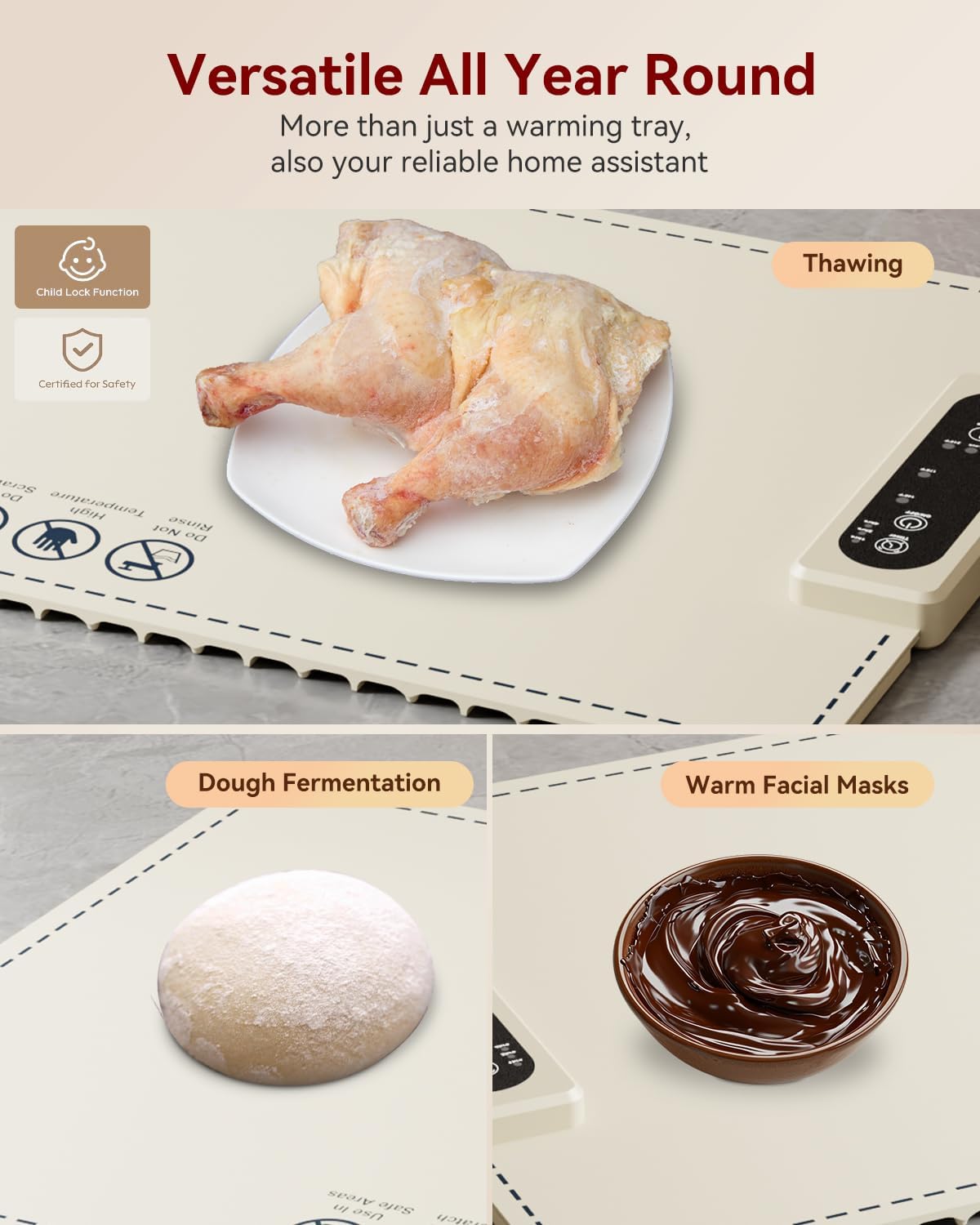 Estera calentadora de alimentos para buffet, bandeja calentadora eléctrica para mantener la comida caliente, calentador de alimentos enrollable y portátil con 3 configuraciones rápidas de temperatura