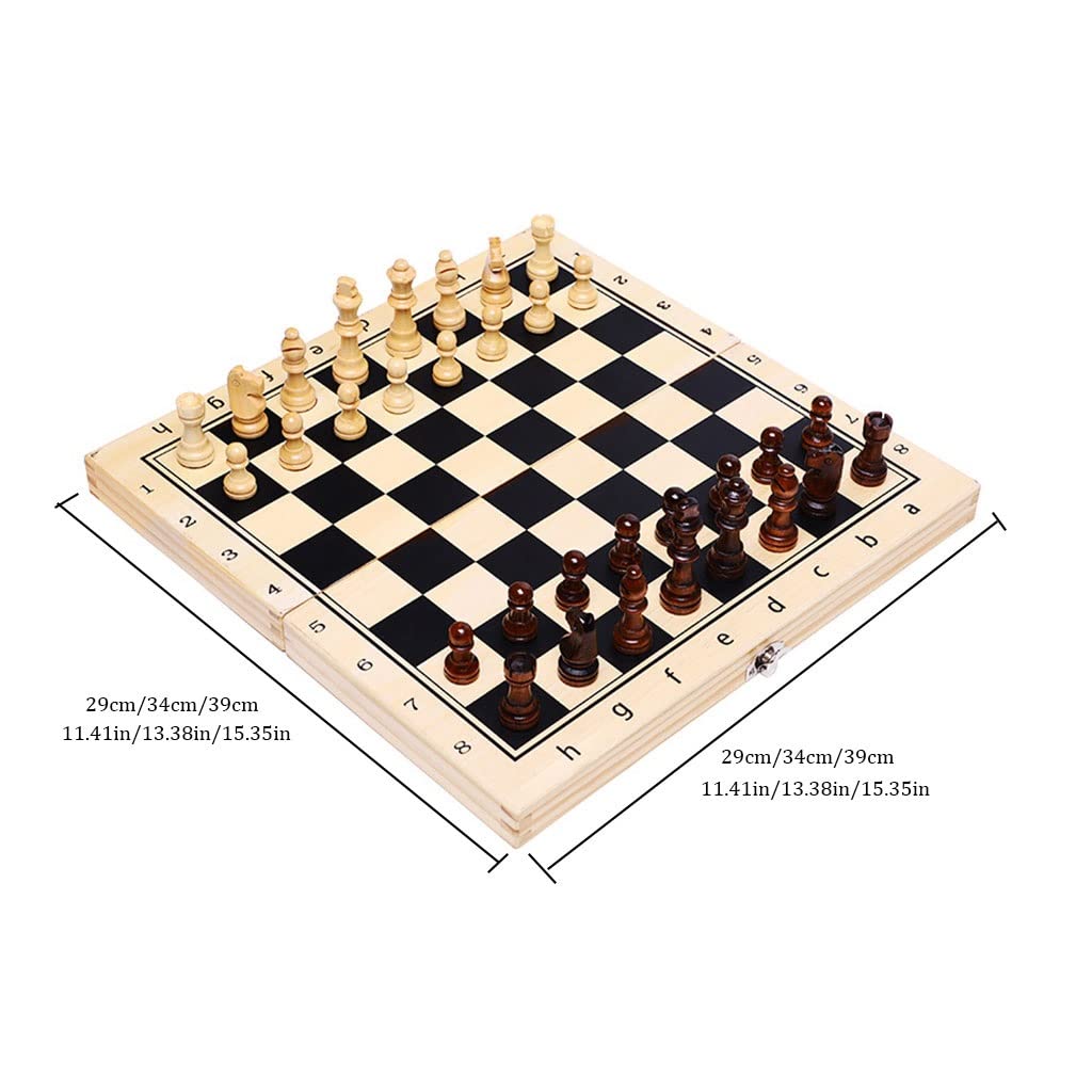 Szachy Solidne drewniane szachy zestaw składany przenośny magnetyczny szachownica rozrywka i gry karciane Magnetyczne nadaje się do prezentów wakacyjnych Chess Jeu(39cm)