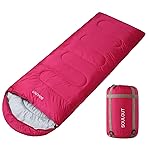 3-4 Season Sleeping Bag for Adults & Kids, Lightweight Warm Cold Weather Camping Bag with Waterproof Compression Sack - Portable for Hiking, Backpacking, Traveling & Outdoor Adventures (Pink)
