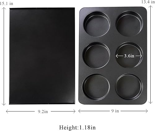 Miniatura 2 de 2 moldes para magdalenas con tapa, antiadherentes de 3.6 pulgadas para 6 tazas rectas para magdalenas, molde para panecillos de hamburguesas