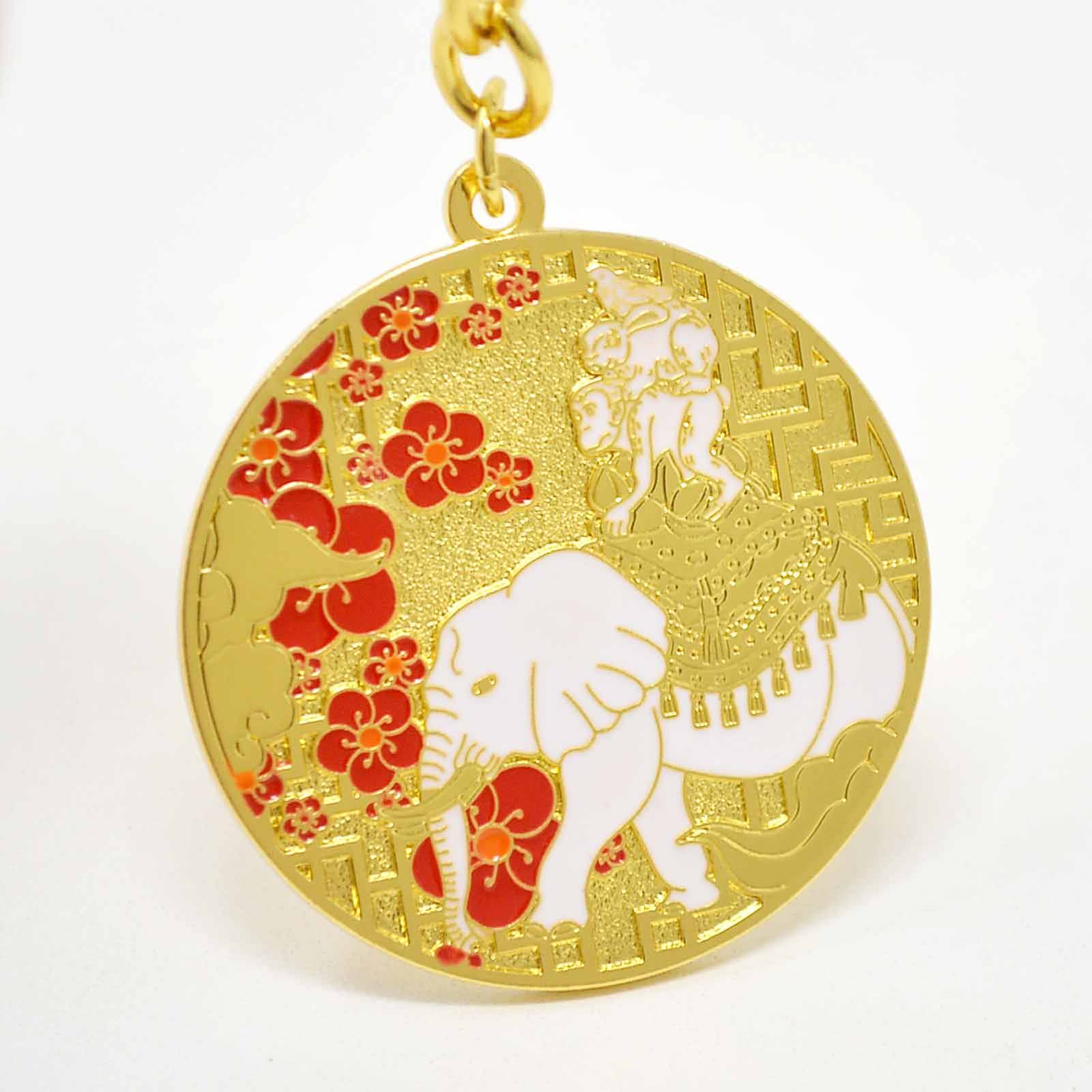 Llavero con talismán de cuatro amigos Feng Shui, Oro, Large