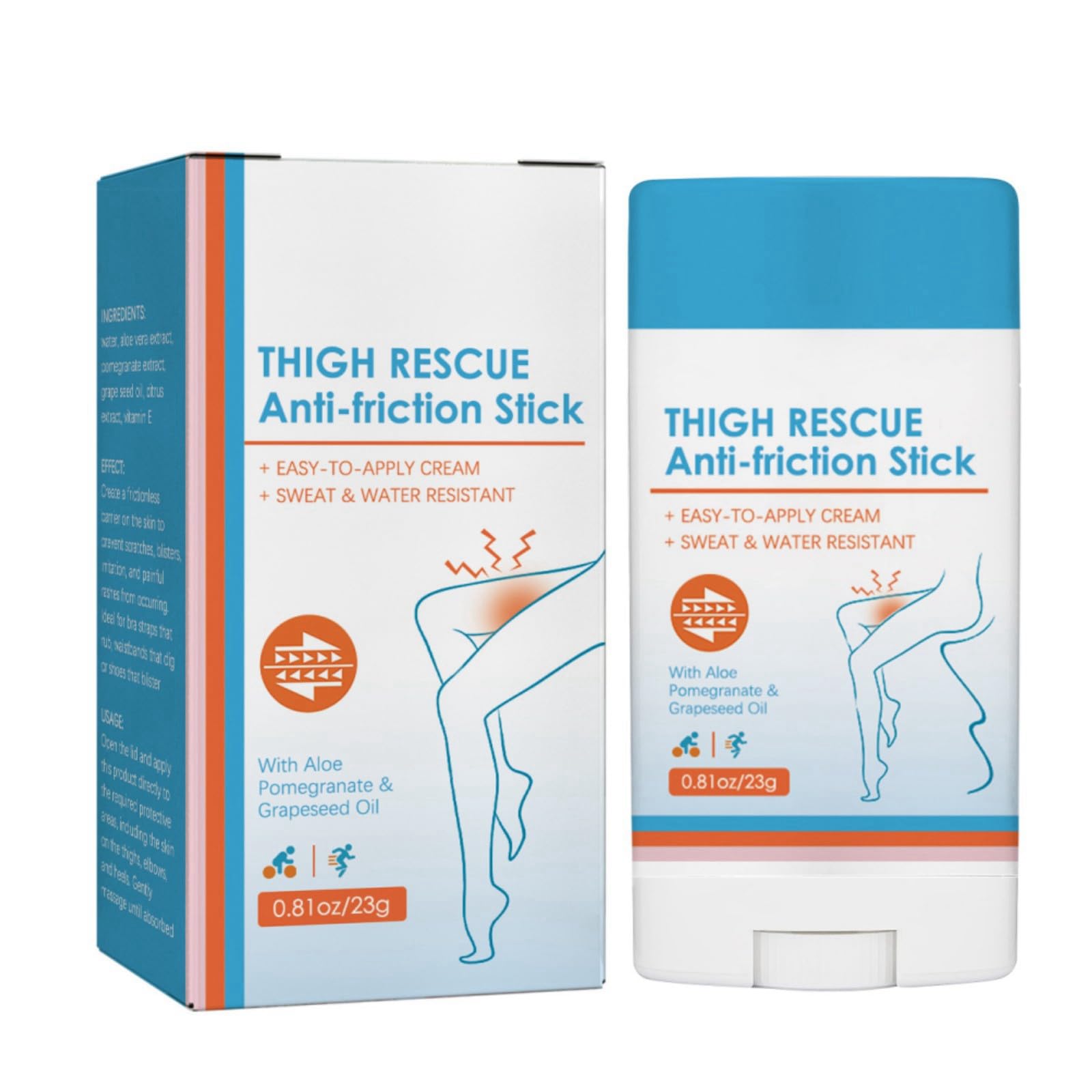 Thigh Rescue Anti Friction Stick,Glide Anti Chafing Stick,Anti Chafe Stick,Anti Chafe Cream For Women,Anti Chafe Gel,Body Chafe Balm,Chaffing Balm For Women,Chafing Stick,Body Anti Chafe Balm