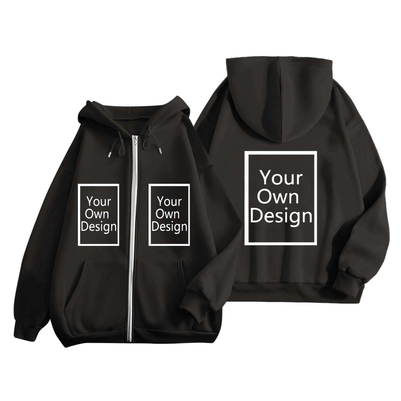 Custom Jackets Design Your Own Full Zipper Hooded Sweatshirt Custom Sweatshirt T Shirts Add Your Own Text or Picture