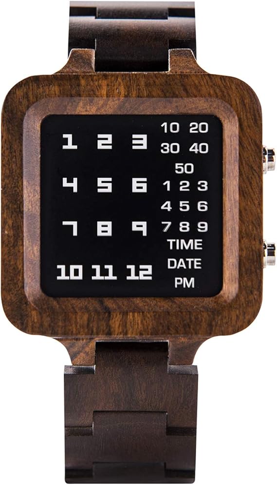 Amazon Bobo Bird デジタル腕時計 メンズ ラグジュアリーブランドデザイン ナイトビジョン エボニー 木製腕時計 ユニークな時計 Ledディスプレイウォッチ メンズ腕時計 腕時計 通販