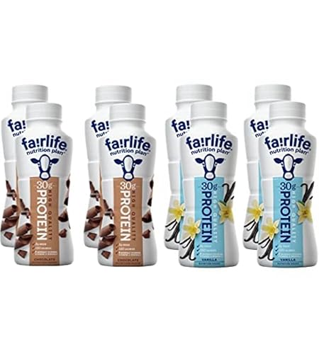 Fairlife Nutrition Plan - Paquete variado de batidos con alto contenido de proteínas, chocolate y vainilla, 11.5 onzas líquidas (paquete de 8)
