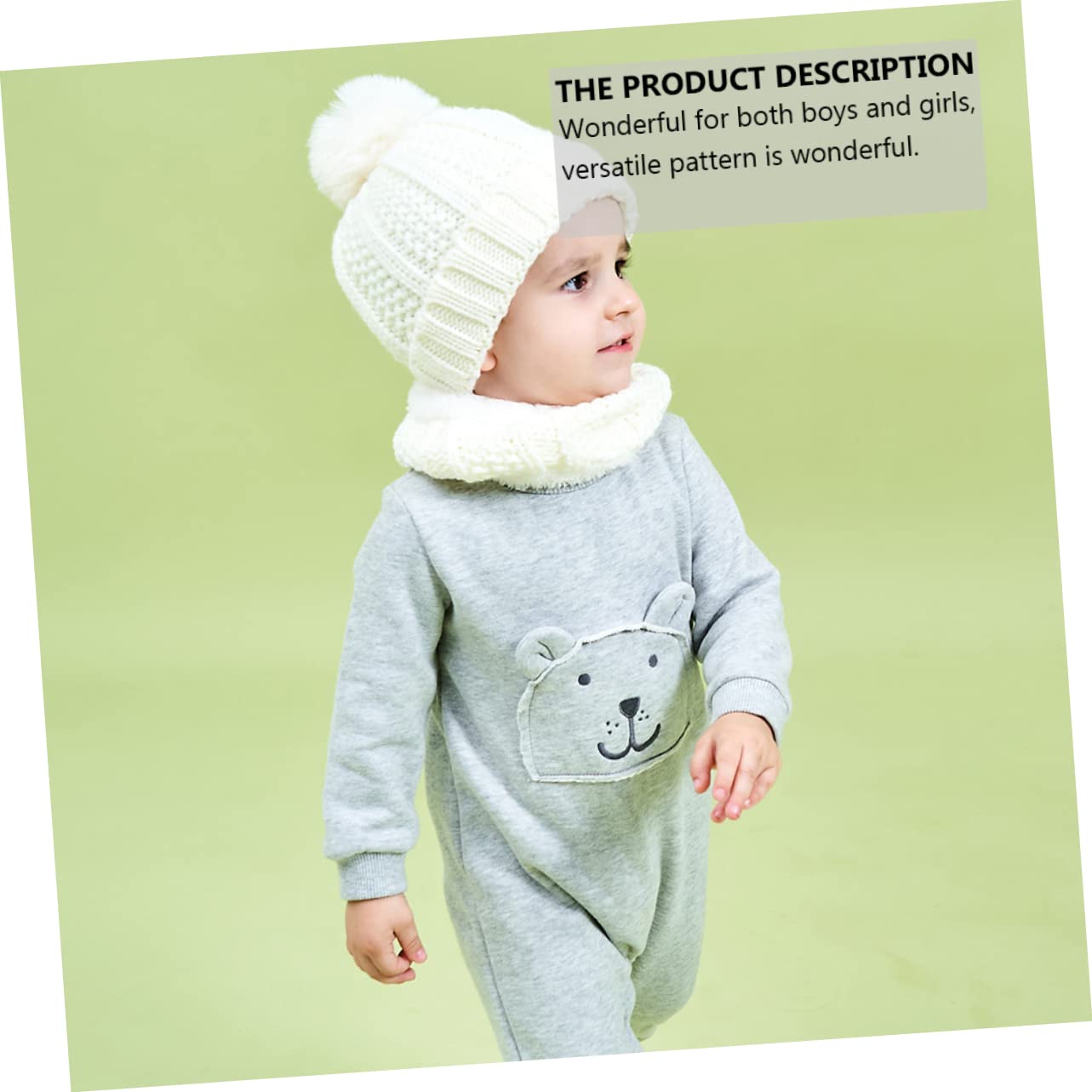 FOMIYES Warm Knitted Hat for Boys and Girls Winter Baby Hat Scarf Set Adorable Design White