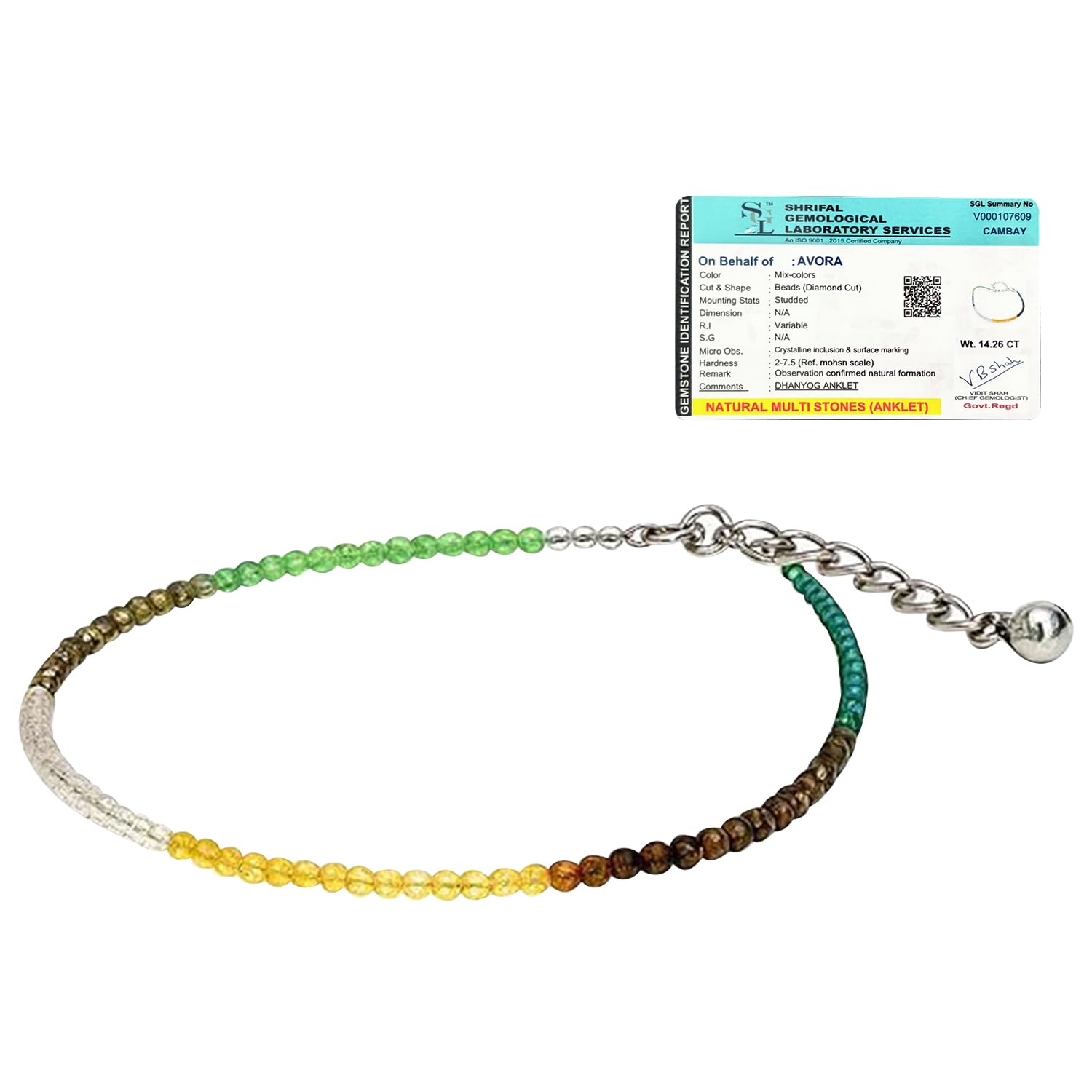 Dhan Yog Anklet for Women | Pyrite, Citrine & Green Aventurine Crystal Anklet for Wealth & Prosperity | Astrology Dhanyog Payal with Certificate of Authenticity | Stylish Beaded