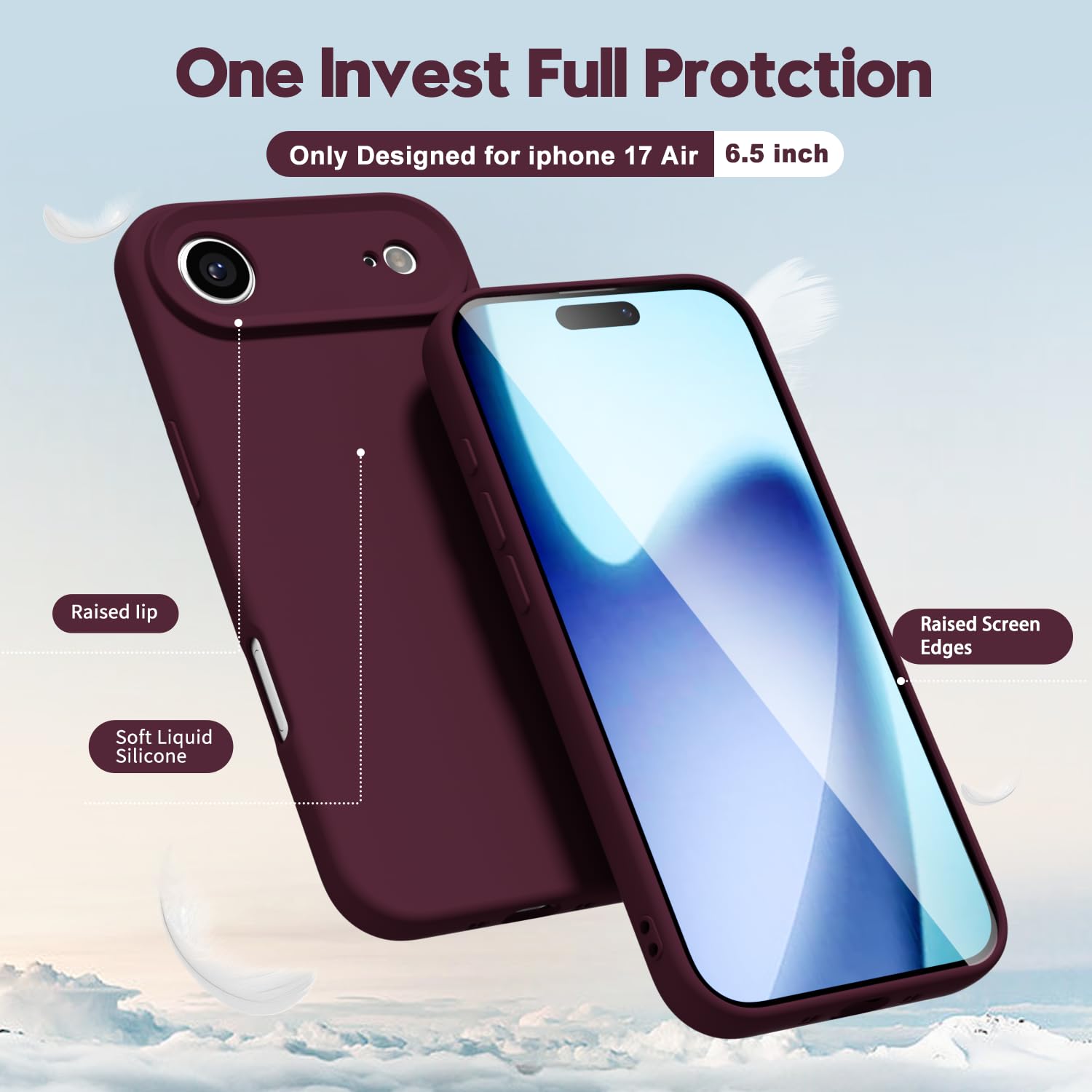 oakxco for iPhone 17 Pro Max Phone Case Liquid Silicone, Cute Thin Slim Grip Soft Rubber Gel for Women Men, Smooth Matte TPU Plain Solid Color Girly Simple Case with Camera Cover, Light Pink — view 1929