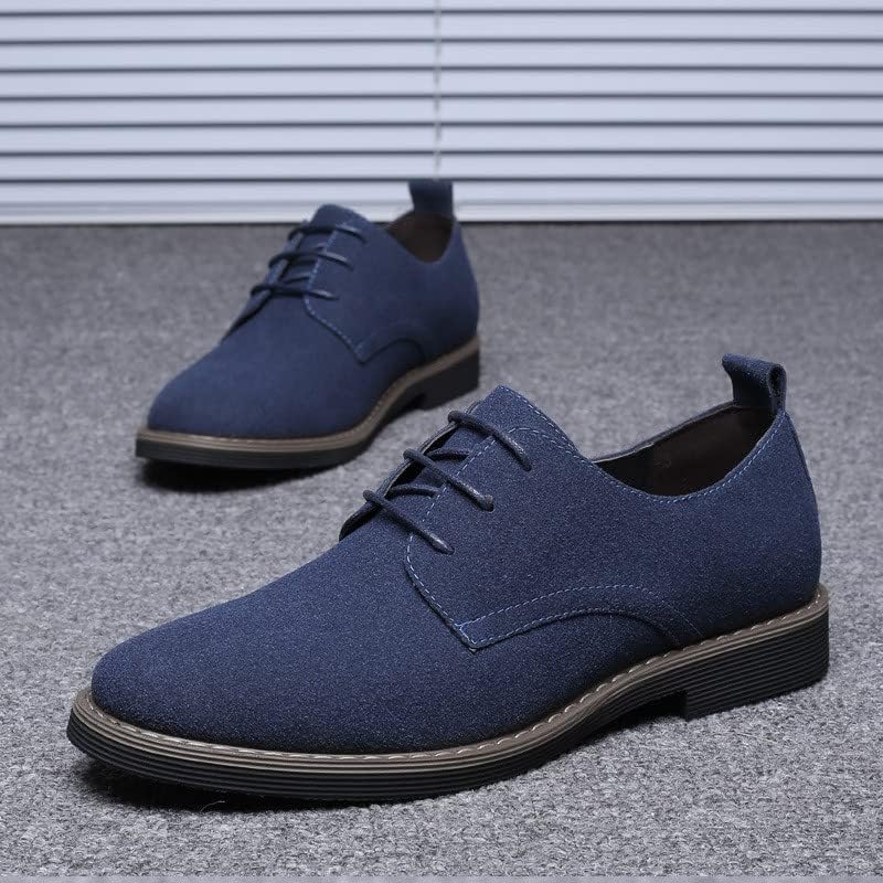 nichangyuyi Men's Frosted Leather Casual Board Shoes Multi Color Men's Leather Shoes Suede Fashionable Men's Shoes (Blue, Adult, Men, Numeric_10_Point_5, Numeric, us_Footwear_Size_System, Wide)