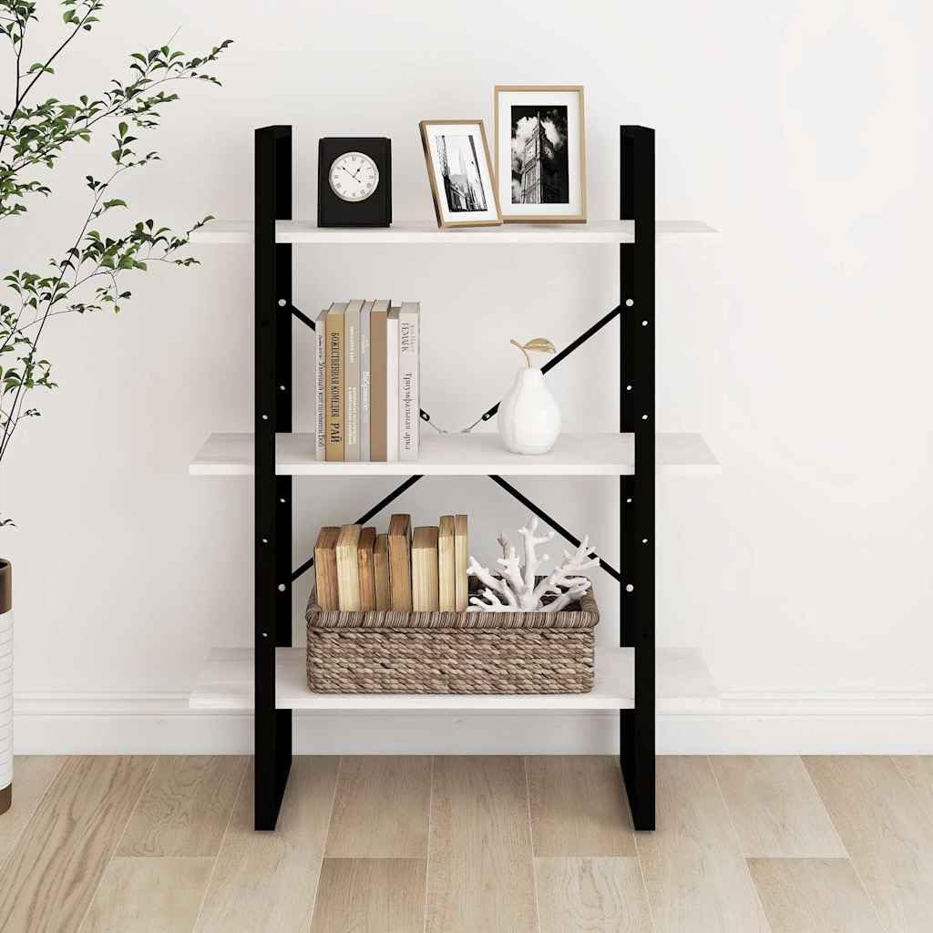 Hothingwell Regał 3-poziomowy biały 80x30x105 cm lite drewno sosnowe
