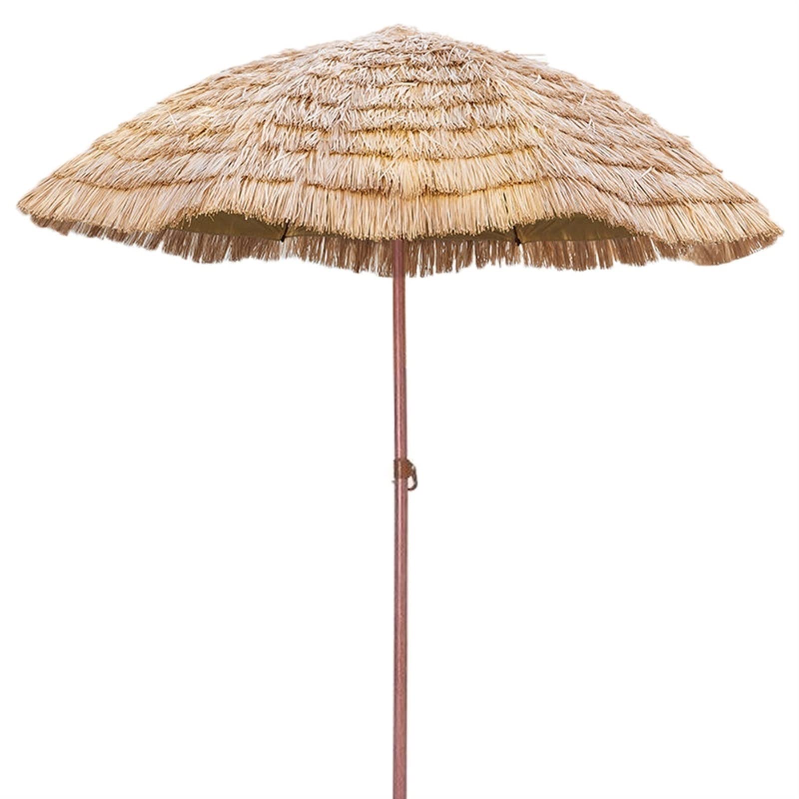 Rund Ø145cm Strandschirm Neigbar Tropisch Hawaiischirm Simulation Strohgedecktes Dach UV-Schutz for Garten Außenbereich