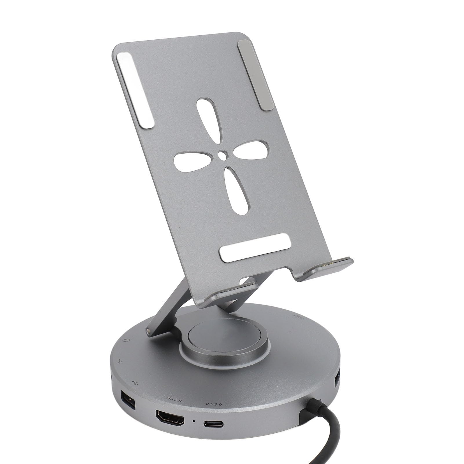 10-calowy Stojak USB C HUB Obrotowy Stojak na Tablet Typu C z Interfejsem Multimedialnym 4K HD USB A 2.0 3.0 100 W PD Ładowanie Telefonu 15