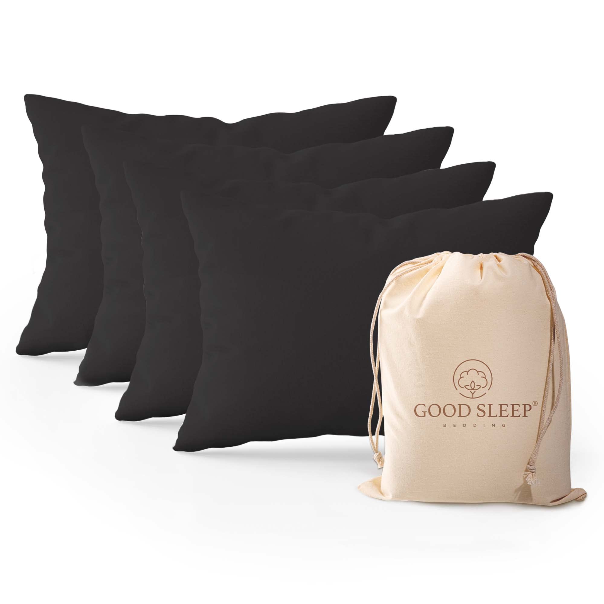 800 Thread Count 100% Egyptian Cotton Pillow Cases for Hair & Skin, Dark Gray Standard Pillowcase Set of 4, Cotton Pillow Case for Sleeping Soft & Silky Sateen Weave Bed Pillow Cover Hotel Pillowcases