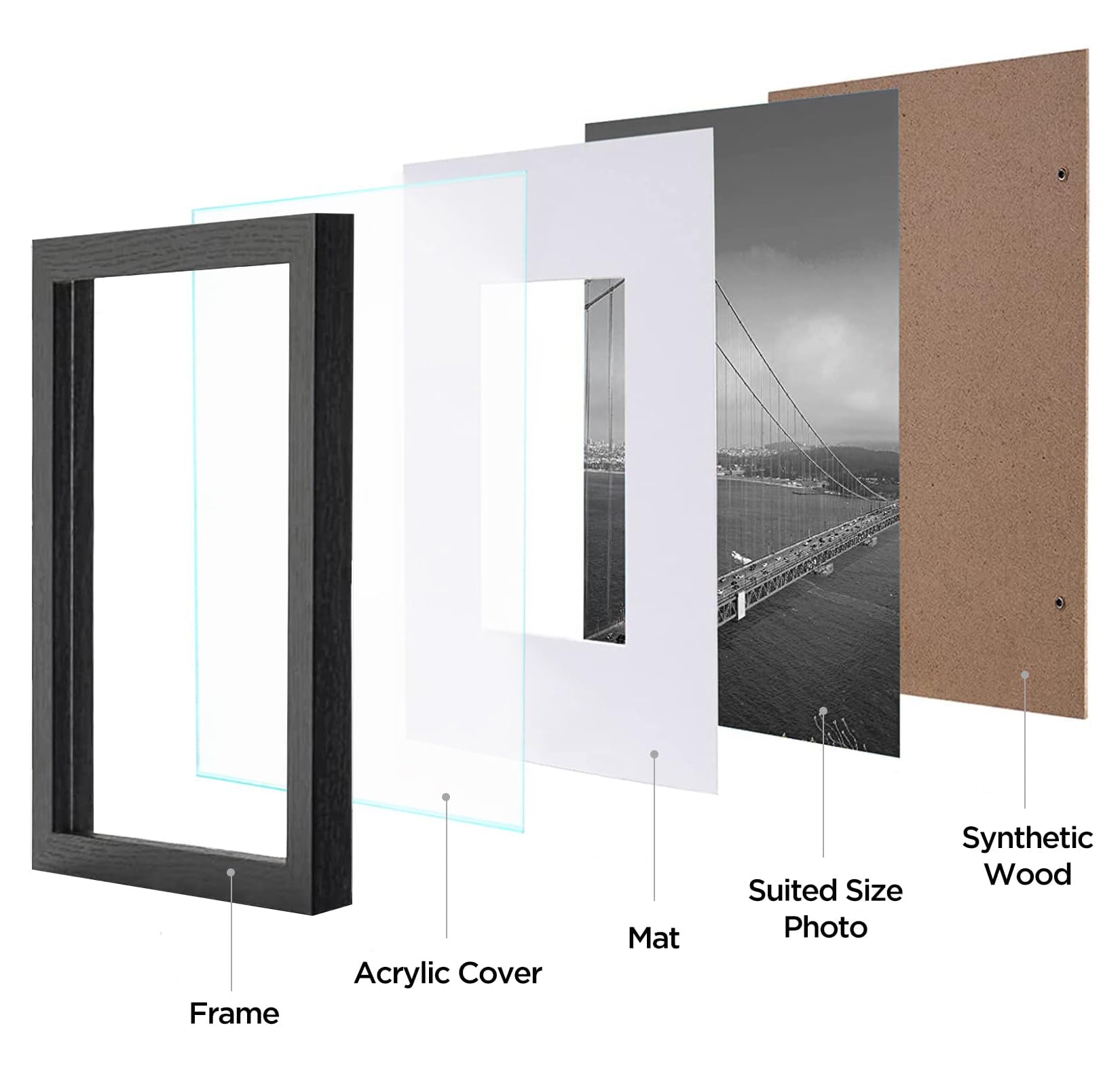HBselect 9 Pack Bilderrahmen 30x30 Quadratisch Fotorahmen, Schwarz Rahmen 30x30cm, Holzrahmen Picture Frame für Fotos, Bilder, Poster