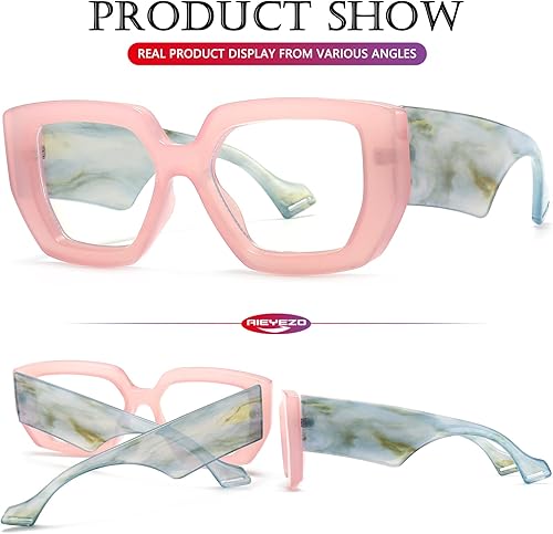Miniatura 4 de AIEYEZO Gafas de luz azul con marco grueso para hombres y mujeres, gafas cuadradas de moda para computadora, antifatiga ocular y previenen el dolor