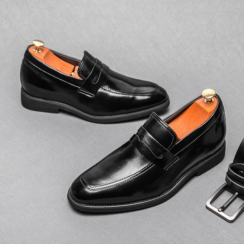 Dress Oxford for Men's Business Working Office Non Slip Rubber Sole Low Top Shoe Pointed Toe Slip-on Business Pu Invisible Height Leather2