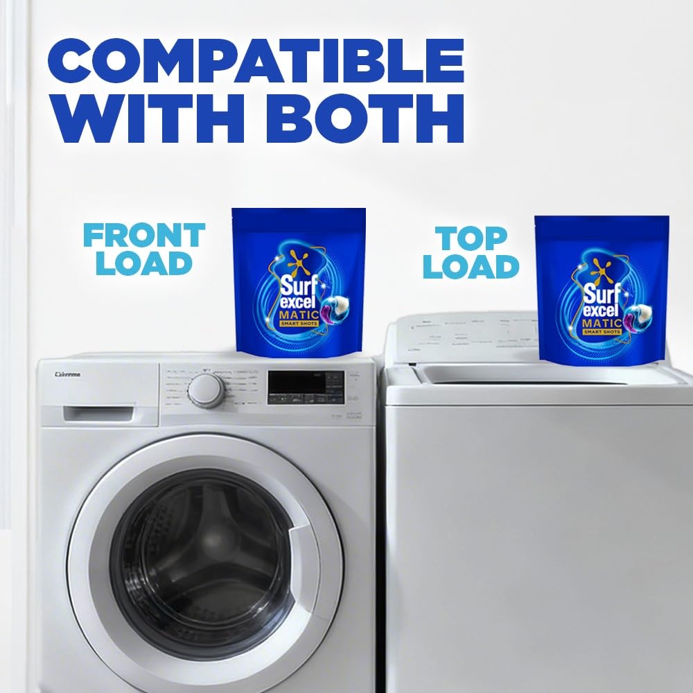 Excel 3 in 1 Smart Shots Unit Dose Liquid Detergent Pack of 28 Count for Both Front Load and Top Load Washing Machines|| (28 U x 19.9 g) 3