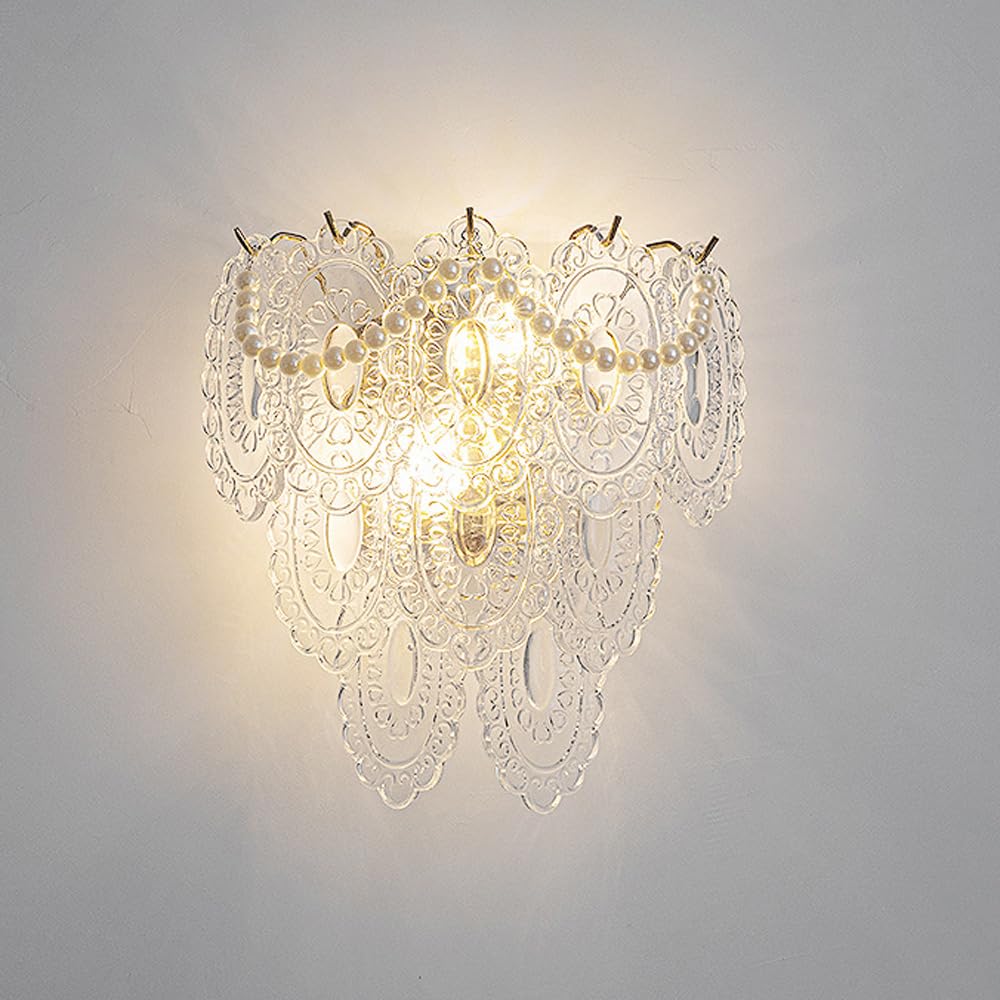 ITOSUI Gold Wall Lamp - Vintage Glass Sconce for Indoor Use, Dimmable E14 Lighting for Kitchen, Bedroom, Hallway(3-Layer)