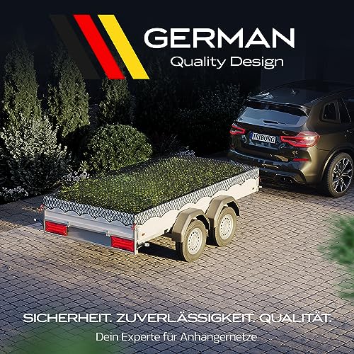 Red de Remolque TRIBURG Extensible de 2x3 m a 3x4 m Incl. 12 Ganchos de expansión - Red de Remolque elástica con Marcas en Las Esquinas y Cuerda de Goma