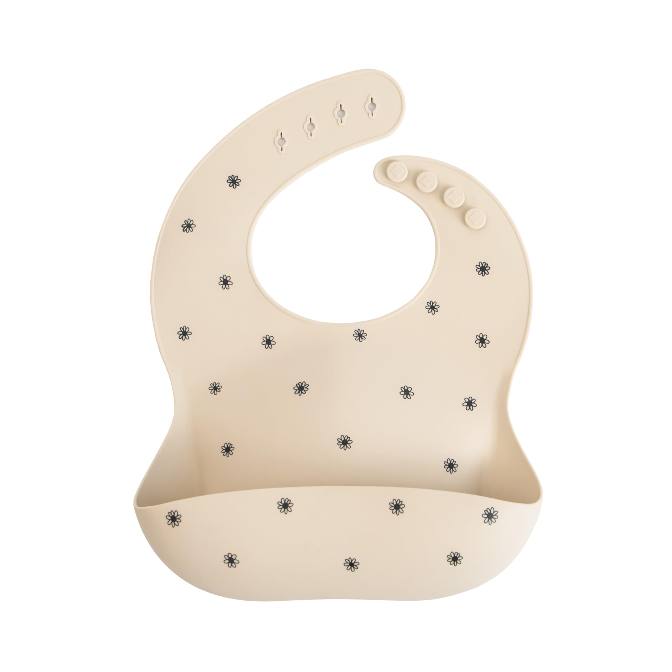 Mushie Baby Silicone Bib | Adjustable Fit Waterproof Bibs | Easy Wipe Baby Feeding Bibs | 4 Adjustable Sizes with Deep Front Pockets | 100% BPA and Phthalate Free