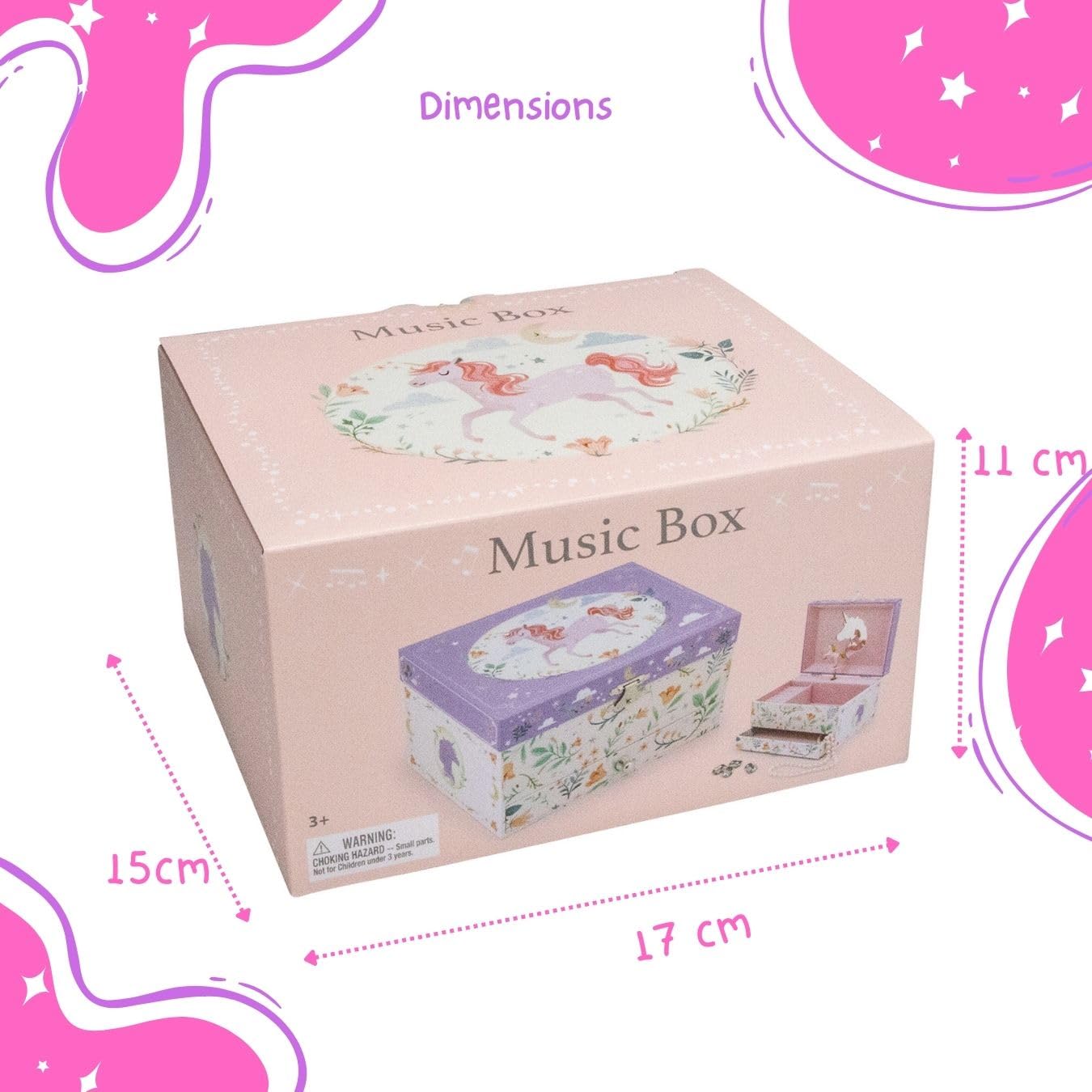 GICO 92067 - Joyero con diseño de unicornio para niñas con música, figura giratoria y espejo, regalo de cumpleaños para niñas