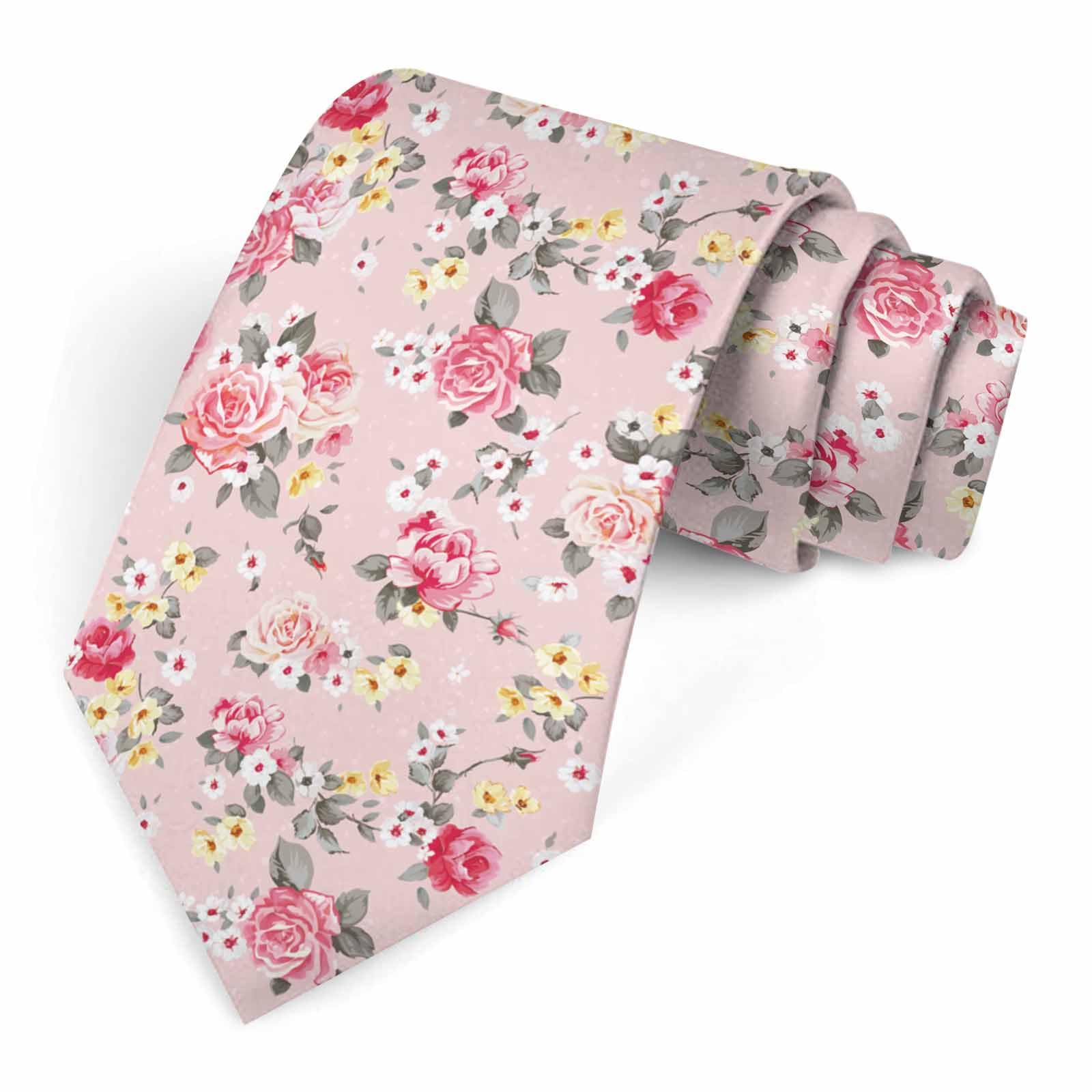 Muntayson Floral Tie for Men Novelty Fun Full Print Men's Necktie Skinny Fashion Narrow