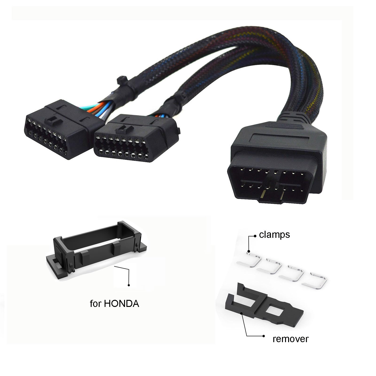 Kit de arnés OBD Y Cable divisor para puerto Honda OBD2, 1 macho a 2 hembra, extensión para rastreador GPS y dispositivos de diagnóstico automotriz