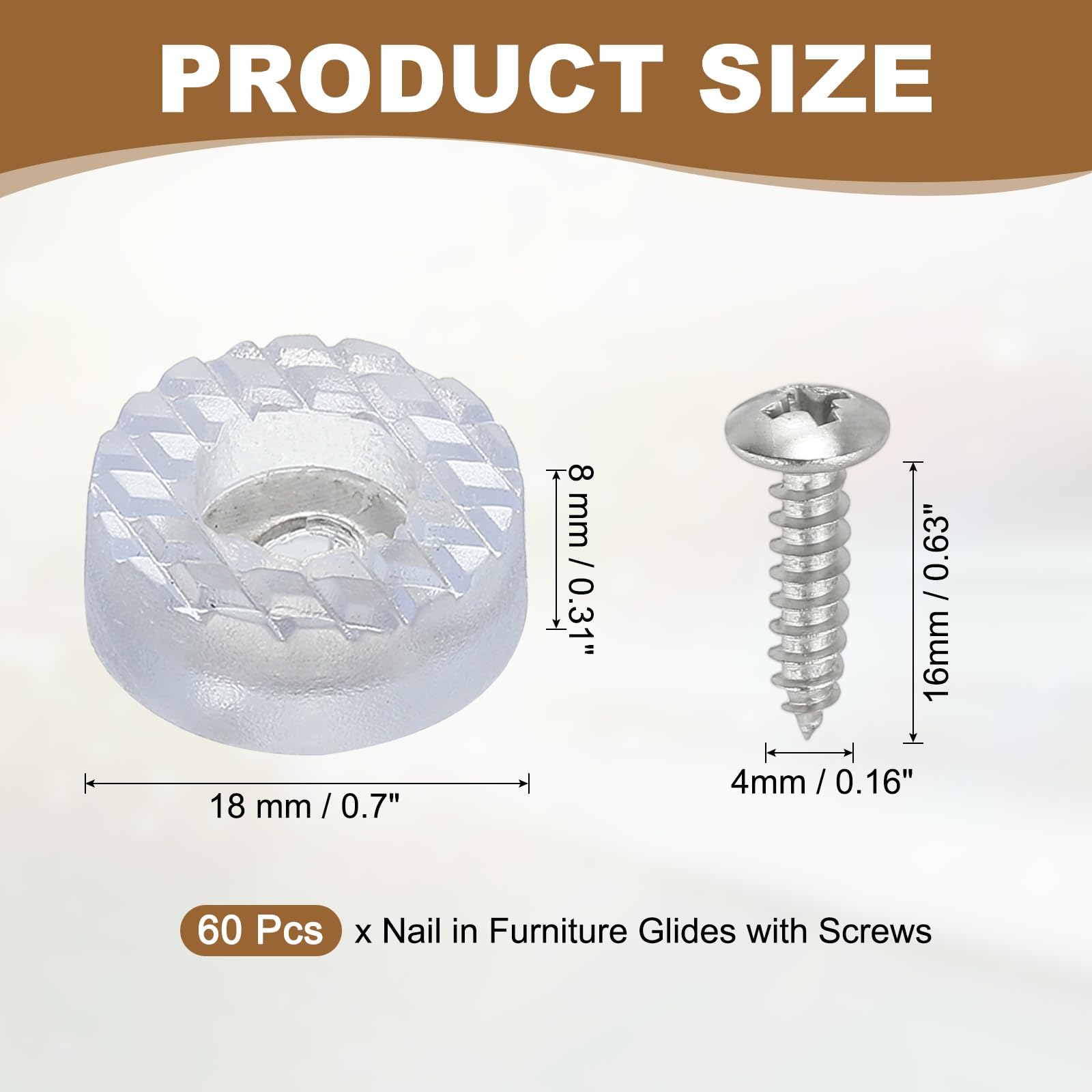 PATIKIL 18mm Screw-On Rubber Feet for Furniture 60 Pcs Non Slip Furniture Pads Chair Glides Table Leg Protectors for Hardwood Floor Cutting Board Electronics Clear - Image 2
