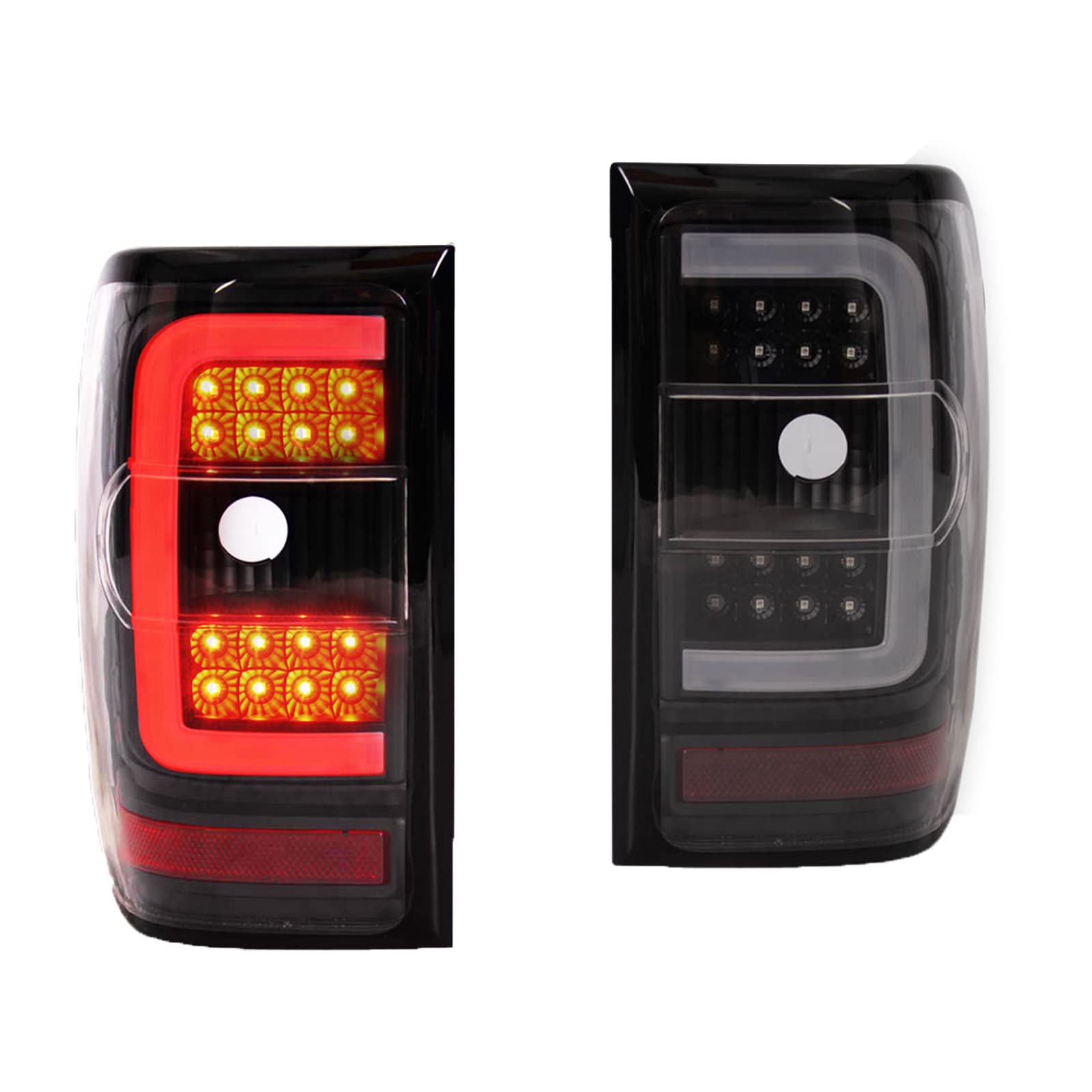 TRQ 2 Piece Driver & Passenger Side Tail Light Assembly Set Performance Style LED C Light Bar Black Housing Compatible with 2001-2011 Ford Ranger