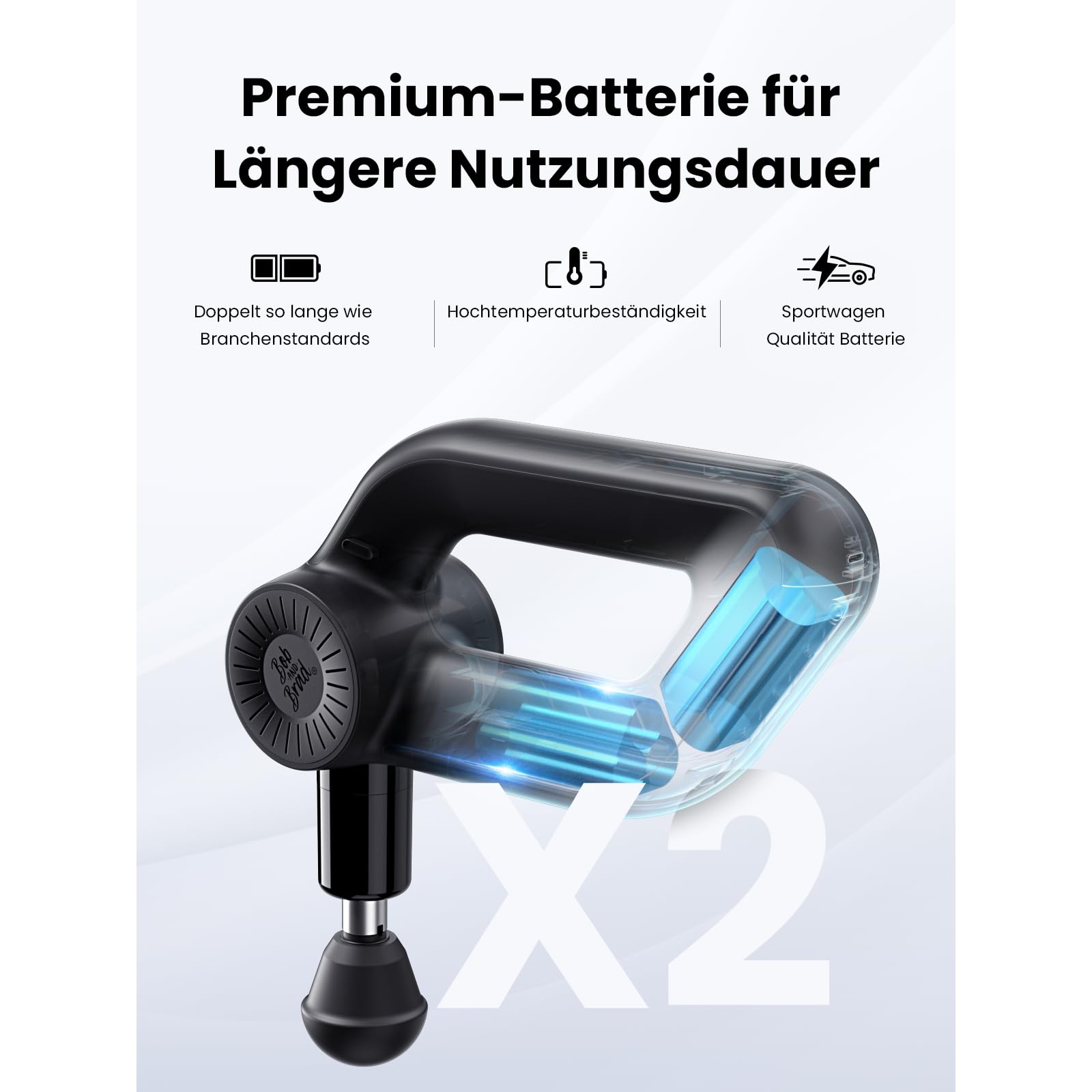 Bob and Brad D6 Pro Massagepistole mit 16mm Amplitude und OLED-Bildschirm, Percussion Massage Gun Muskel Massagegerät mit Tragetasche, Massage Pistole für Schulter Rücken Bein Muskelentspannung