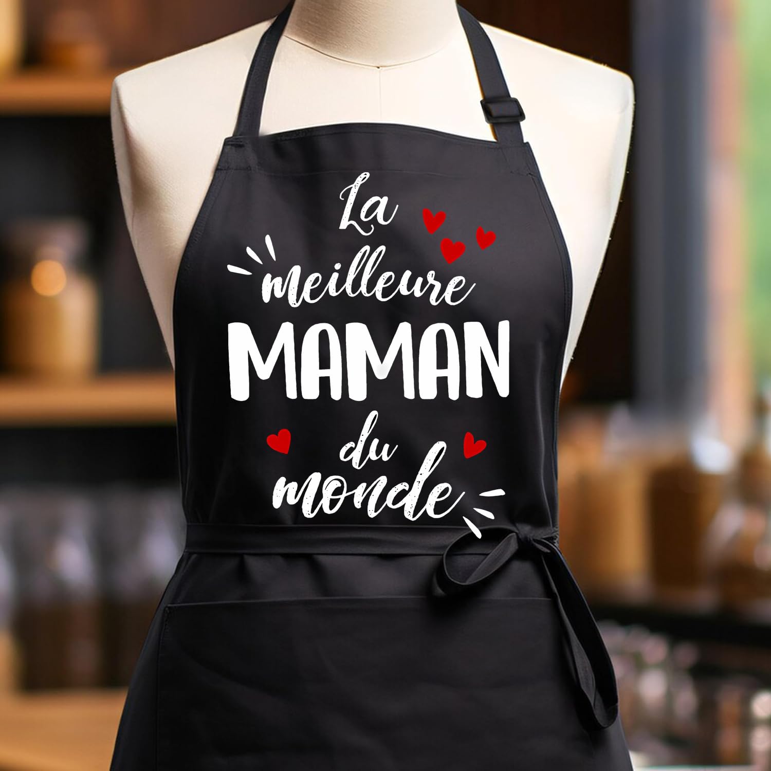 Gkmamrg Cadeau Fete des meres Tablier Cuisine - Cadeau Maman - Tablier Réglable Chef Tabliers pour Cuisine,BBQ,Jardinage Restaurant,Barbecue,Café Cadeau pour Maman