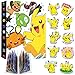 Album Carte Compatible avec Pokemon Livre Carte 9 Grilles Albums de Cartes à Collectionner Classeur Cartes con 10 Autocollants de Dessins Animés Gratuits 24 Pages et Peut Contenir Jusqu'à 432 Cartes