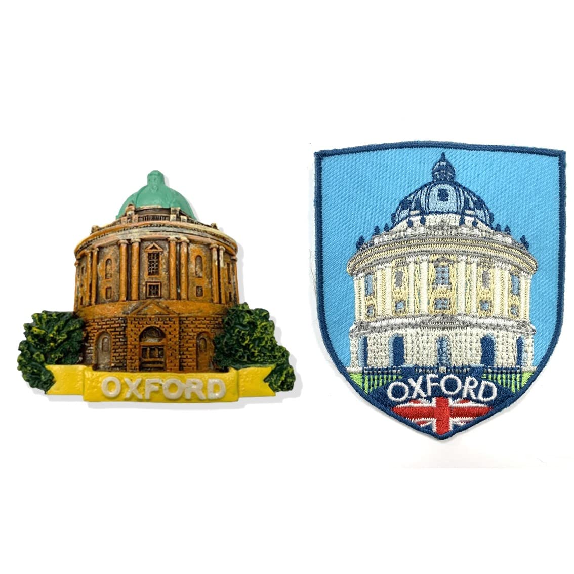 A-ONEOxford England UK 3D Holiday Magnet for Refrigerator 1PC+British Oxford Travel Embroidered Badge 1PC, Poly Fridge Magnet, Hot Leathers Patch for Clothes Dresses Kitchen Decoration C126+NO.266