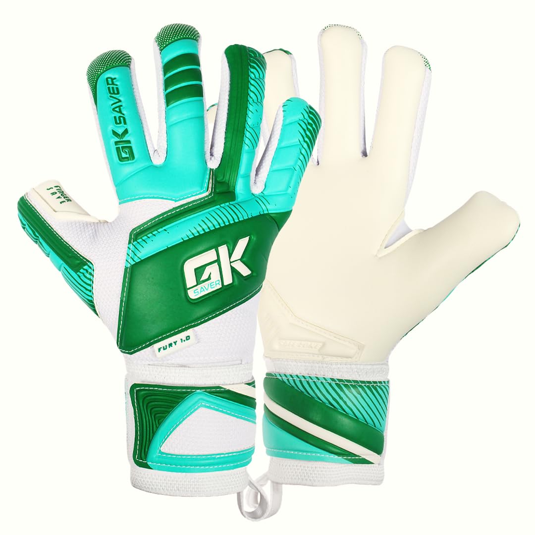 GK Saver Football Goalkeeper Gloves Sizes 6โ11 with Negative Cut & Removable Finger Save โ Soccer Goalie Gloves with German Latex Grip and Breathable Mesh Design (Green, 4) โ image 1
