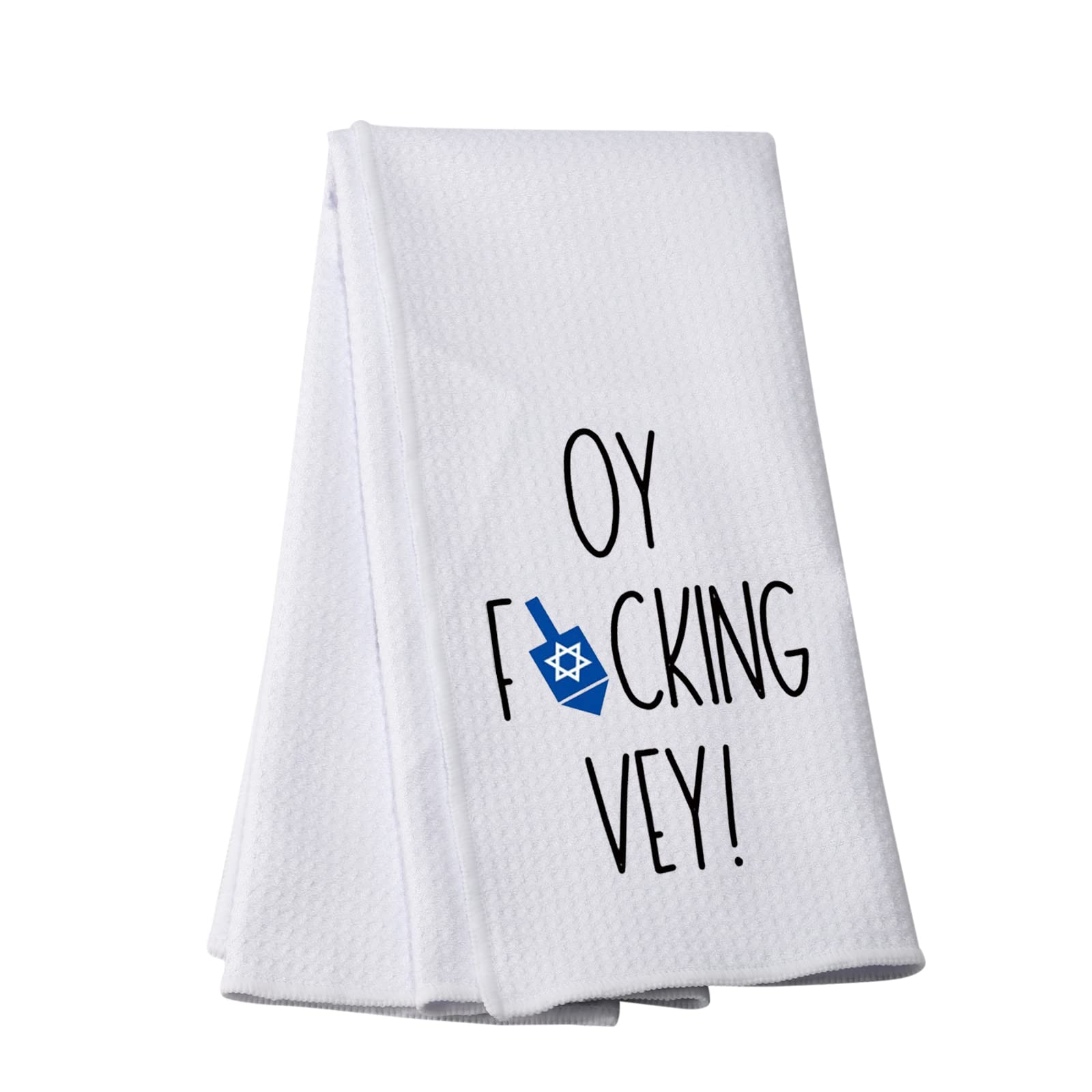 Funny Hanukkah Kitchen Towel Happy Hanukkah Gift Kitchen Towel Dish Towel (FUCKING VEY-T), 40.5 x 61 cm