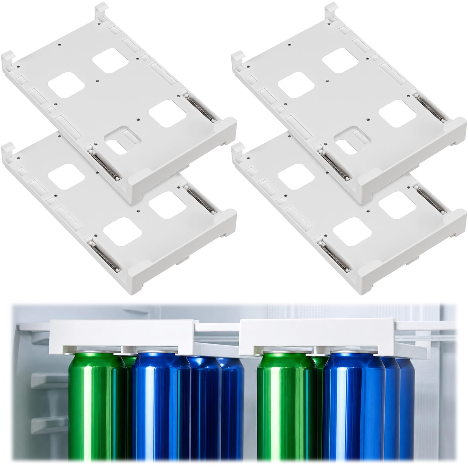 Novabright 4 Pack Pull Out Can Organizer for Fridge, Soda Beer Holder