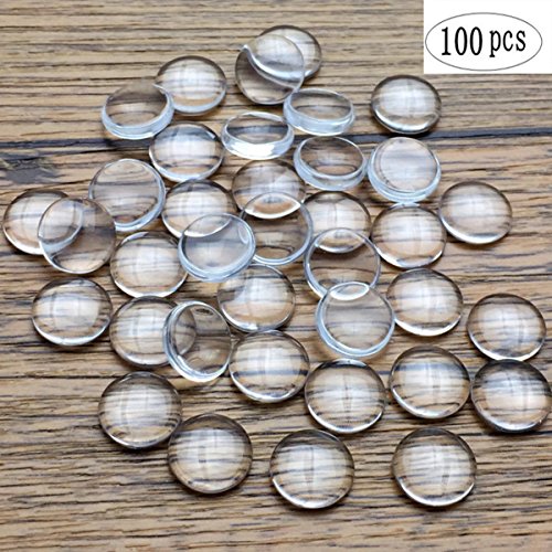 100 Pieces Transparent glass cabochons, clear glass dome cabochon, Non-calibrated Clear Round 1 inch/25mm For Pendants, Photo Jewelry, Rings, Necklaces