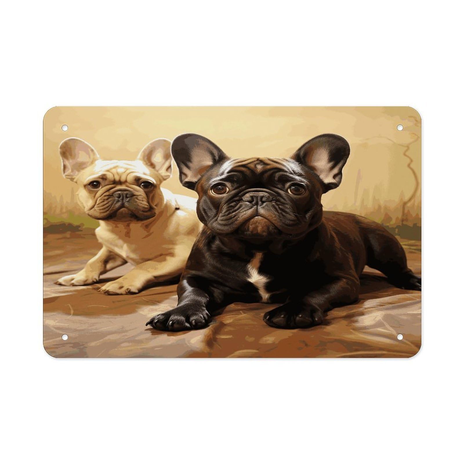 Fekiloot Style Cute French Bulldog Graphics Metal Signs Wall Art Tin Sign