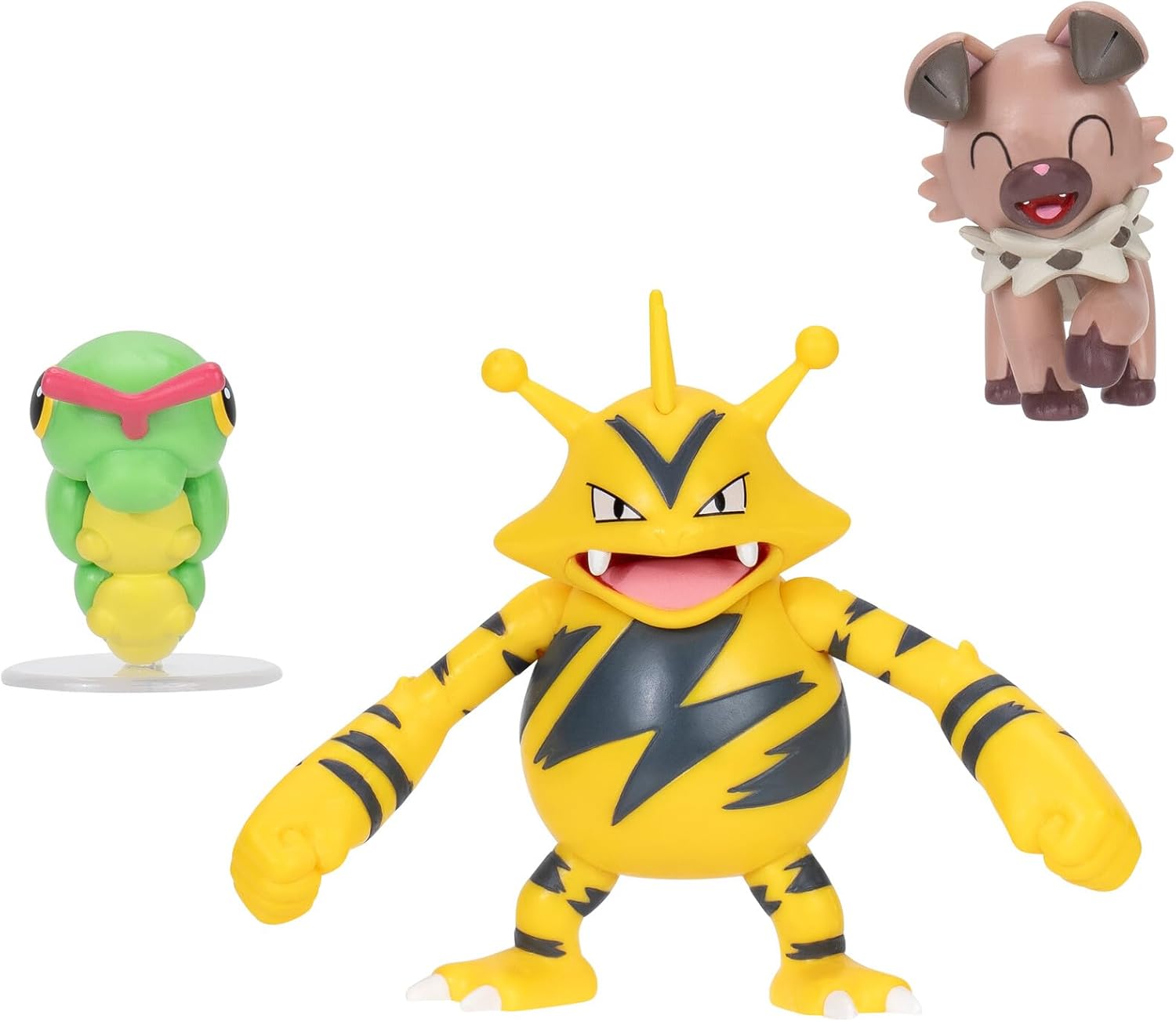 Pokémon PKW3892 Battle Figure Set, Raupy, Wuffels, Elektek, Official Pokémon Figure Set