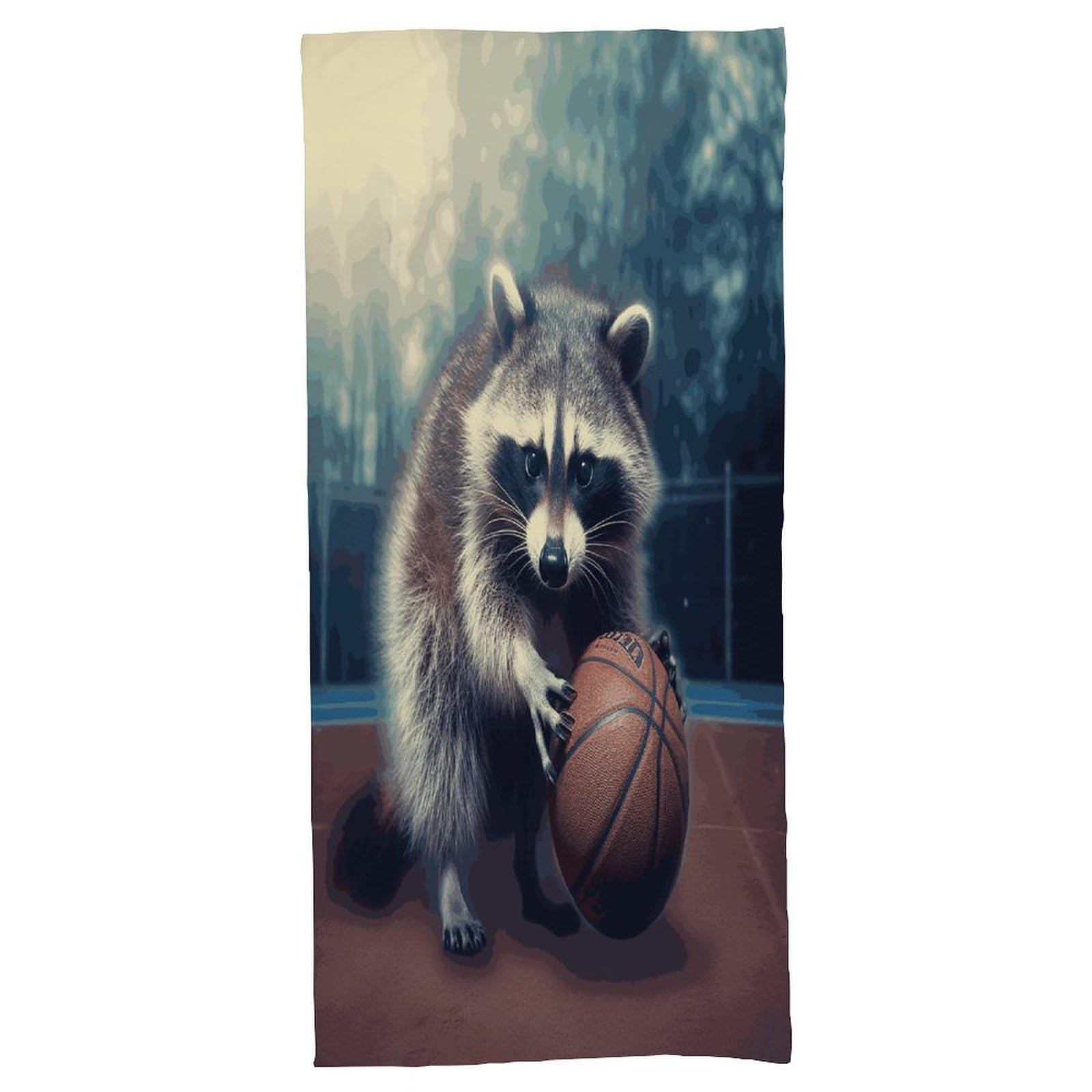 Fekiloot Men's Style Funny Raccoon Basketball Bath Towel Highly Absorbent,Beach Towels For Wo,Pool Towel Bathroom Essential For Beach,Gym,Travel, Camp