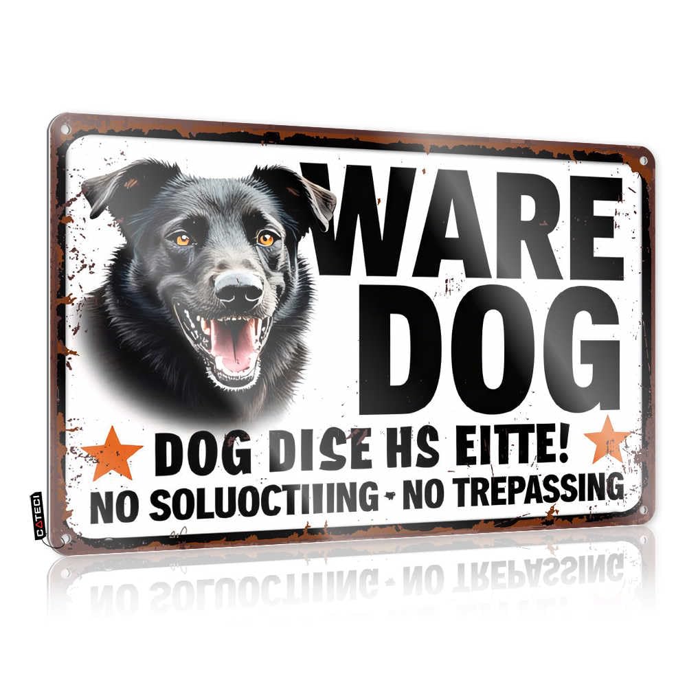 IBWNBBUSN Metal Signs For Home Decor Beware Of The Dog: No Soliciting, No Trespassing Tin Sign Bar Sign For Home Decor Metal Home Sign(20X30CM)