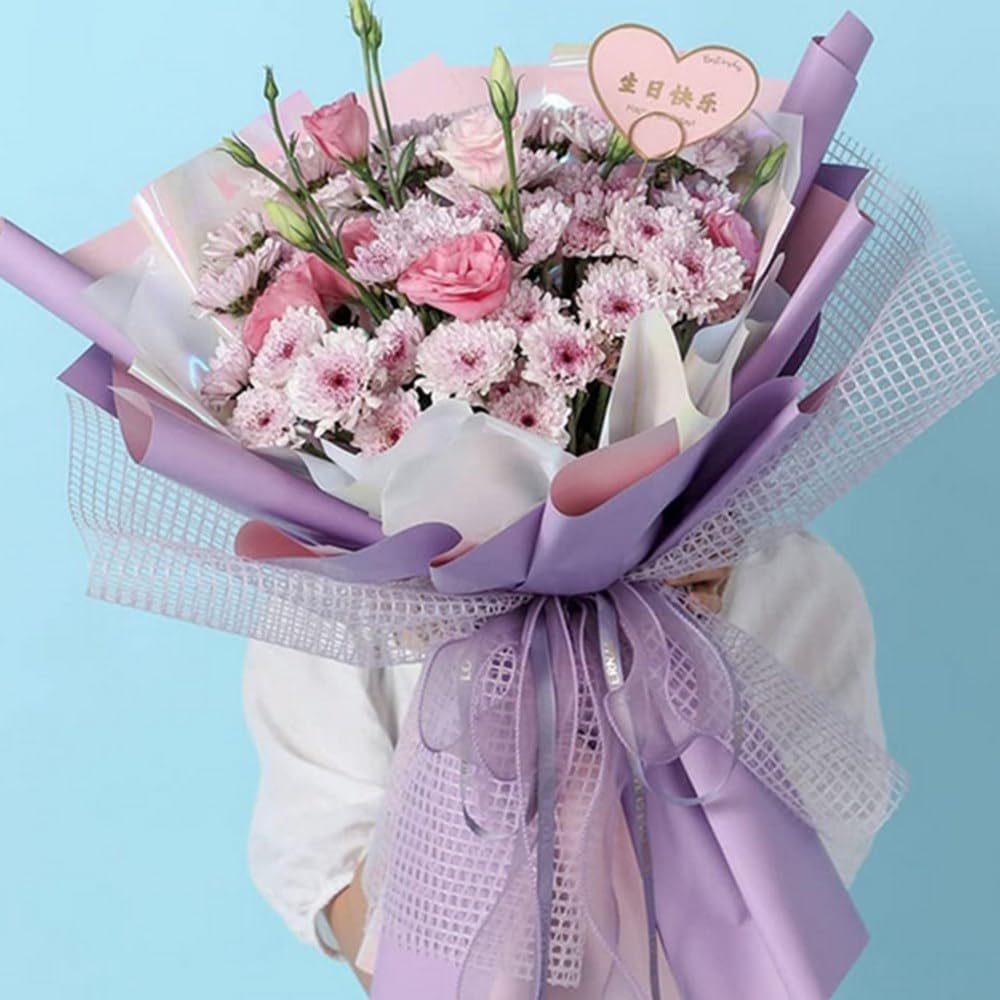 Papel Coreano Decorado 20 Piezas De Papel De Regalo De Flores, Papel De Regalo De Ramo De Flores Para El Dia De San Valentin Suministros De Ramo De Floristeria Embalaje Papel Para