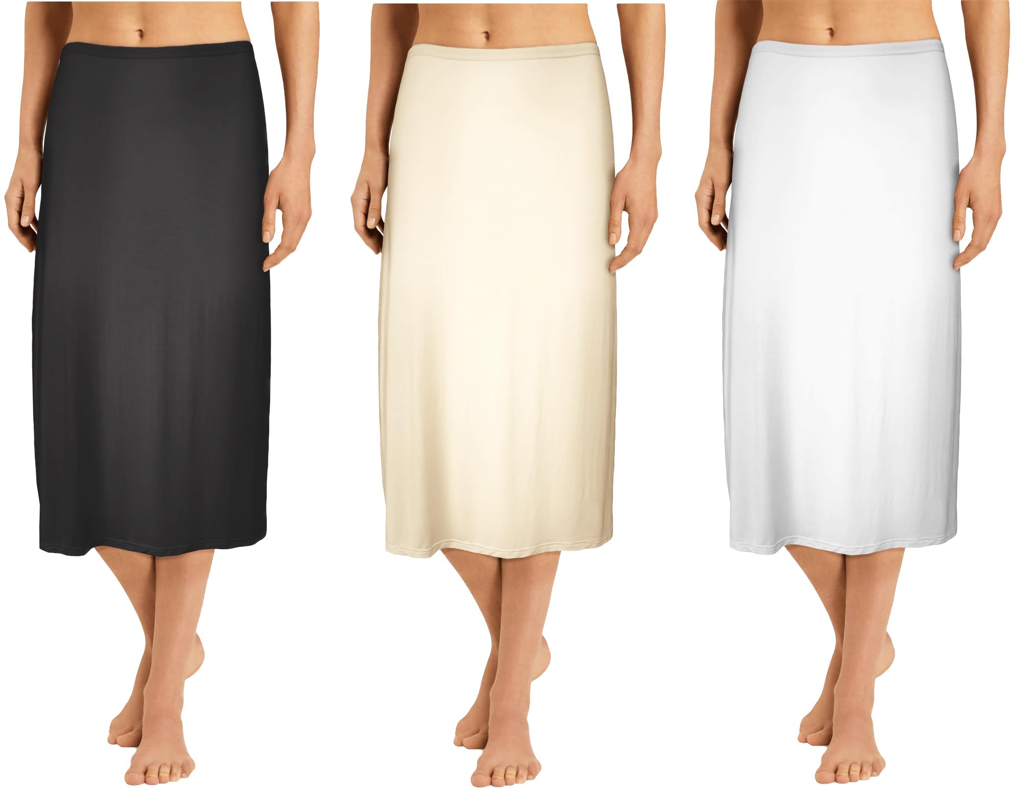 BestSale247 Jupon long pour femme : environ 70 cm - Court : environ 50 cm - Élégant sous-vêtement invisible en viscose de bambou souple