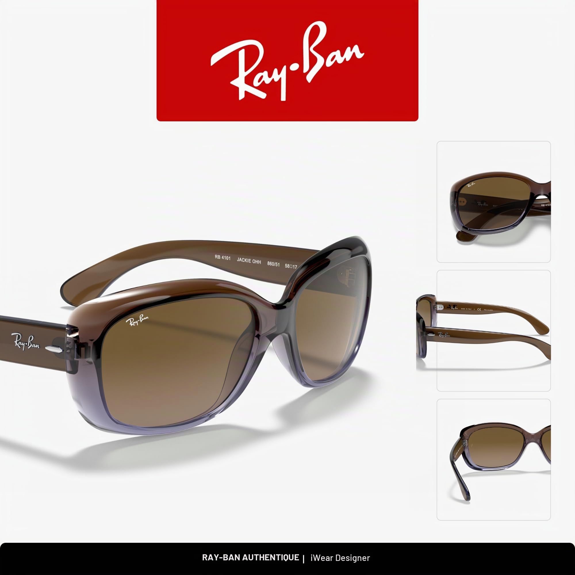 Rayban femme 0RB4101 860/51 58 Montures de lunettes, Marron (Br Gradient Lilac)